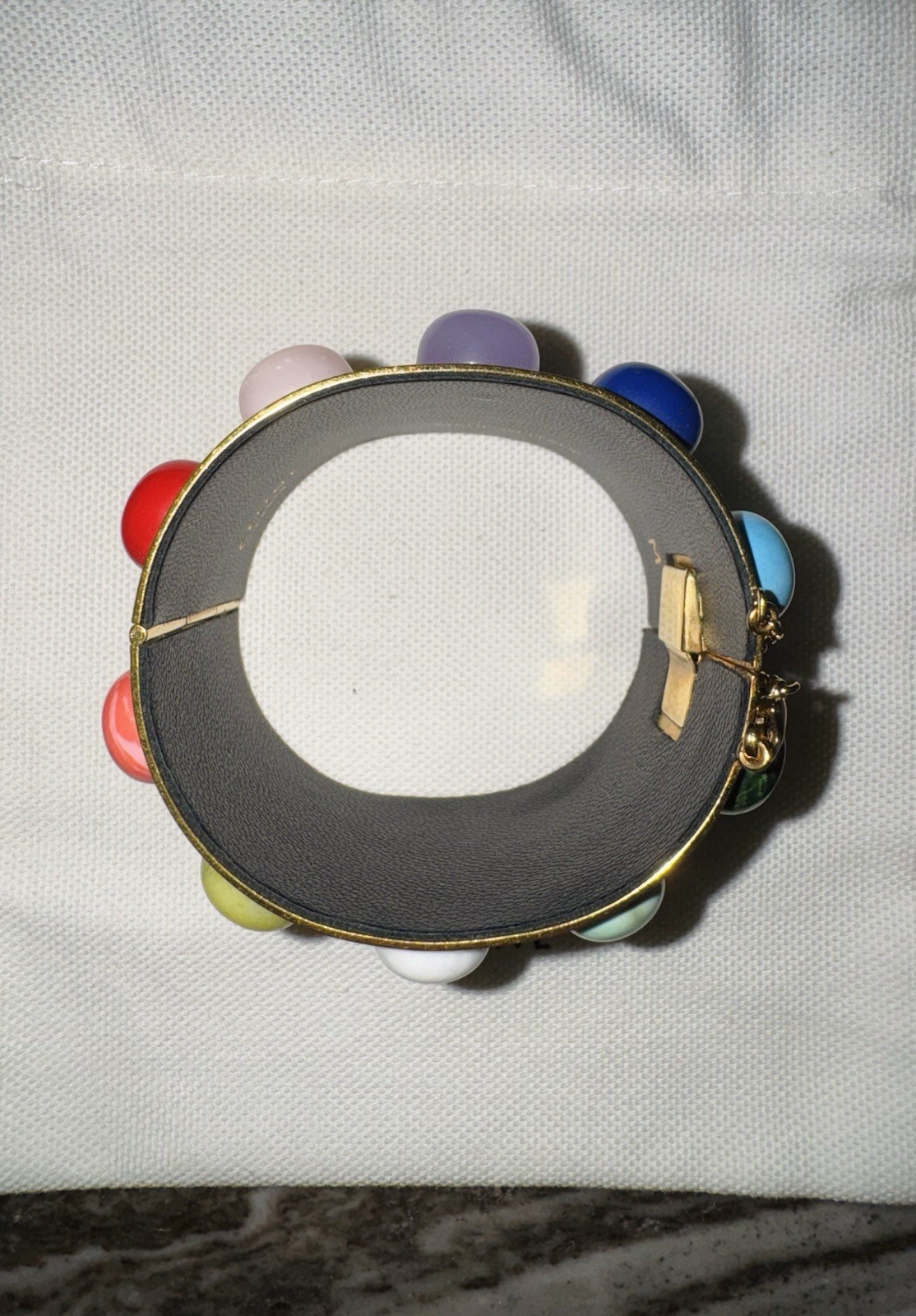 Authentic Celine Gold Brass Manchete Bracelet Bangle Marble Phoebe Philo Rare