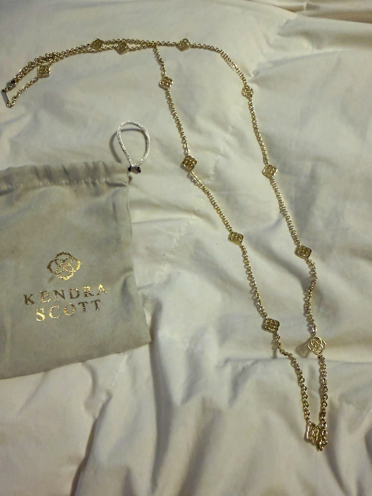 Kendra Scott Jewelry Set Necklace Gold Tone Metal Station Chain No Stone