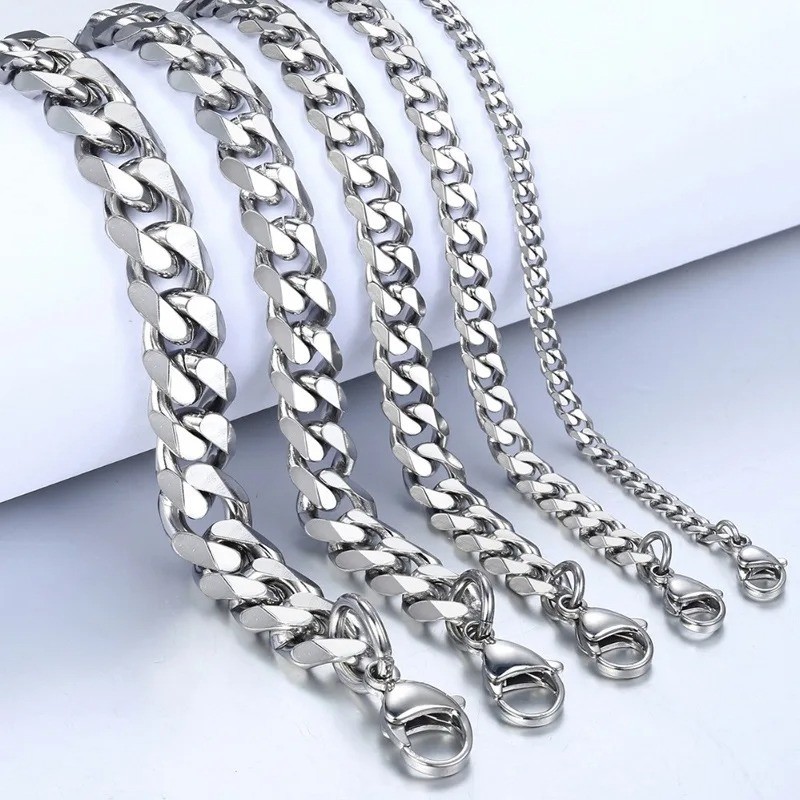 Stainless Steel Cuban Link Chain Bracelet 3/5/7/9mm Men Women Jewelry