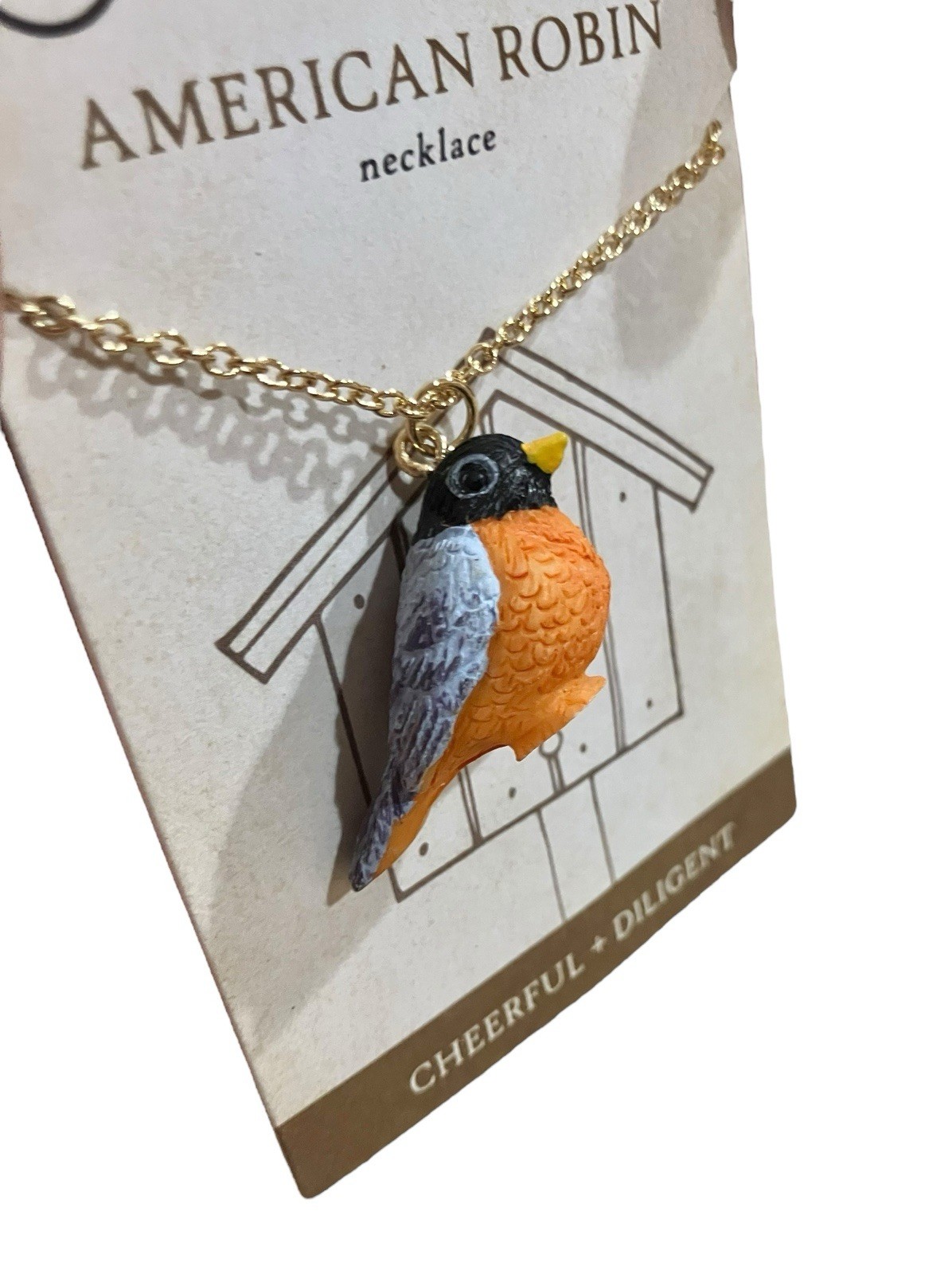 3D Bird Robin Necklace 18” Chain Gift For Her
