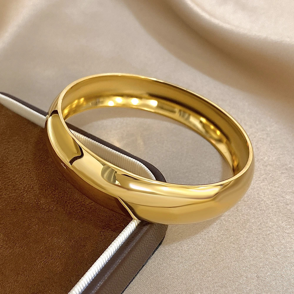 Glossy Gold Plated Stainless Steel Bracelet for Women Men Fashion 10 15 30mm