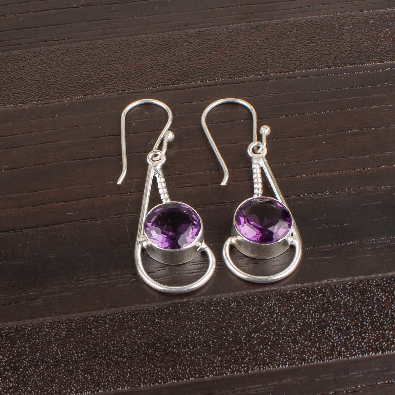 African Amethyst Gemstone 925 Sterling Silver Handmade Jewelry Earrings 2.0″