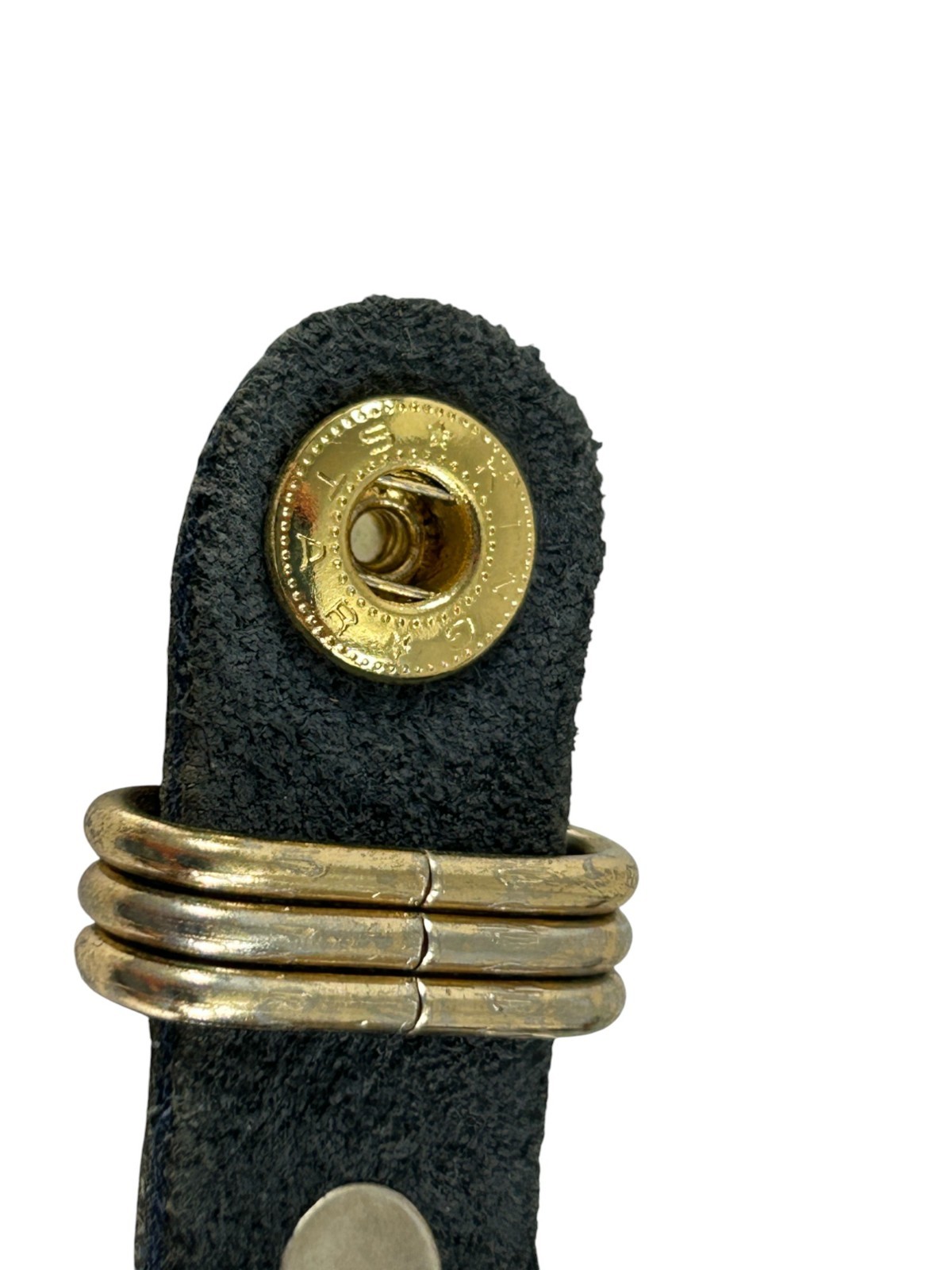 Vintage Star King Blue Leather Bracelet Gold Tone Hardware Snap Cuff Rhinestones