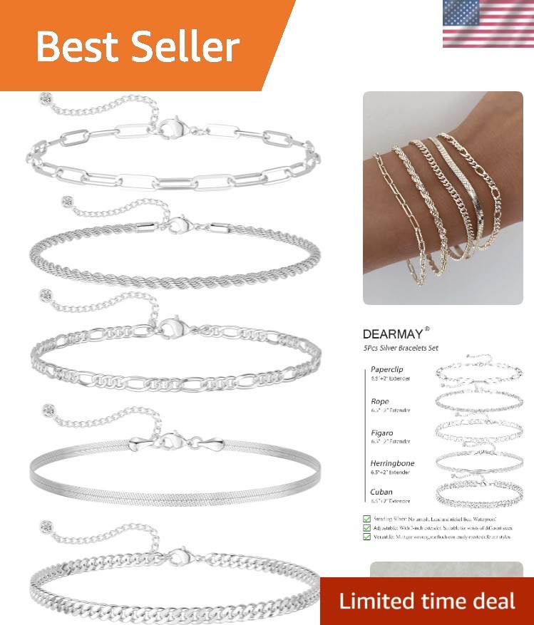 Luxurious Women’s 14K Gold Plated 5-Piece Bracelet Set – Tennis & Cuban Links