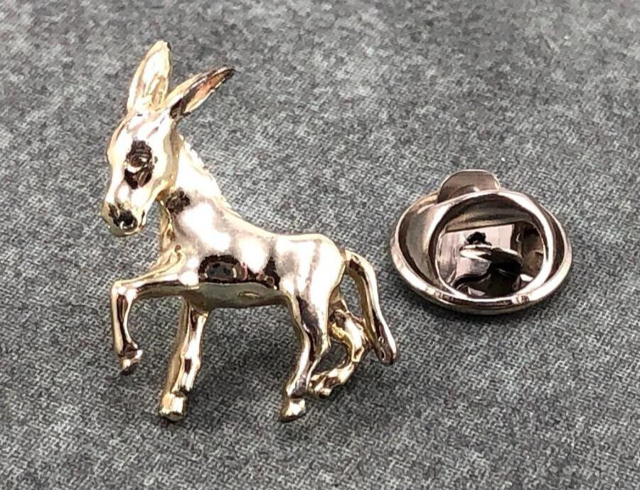 Silver Tone Donkey Lapel Pin Tie Tack 3/4″ X 3/4″