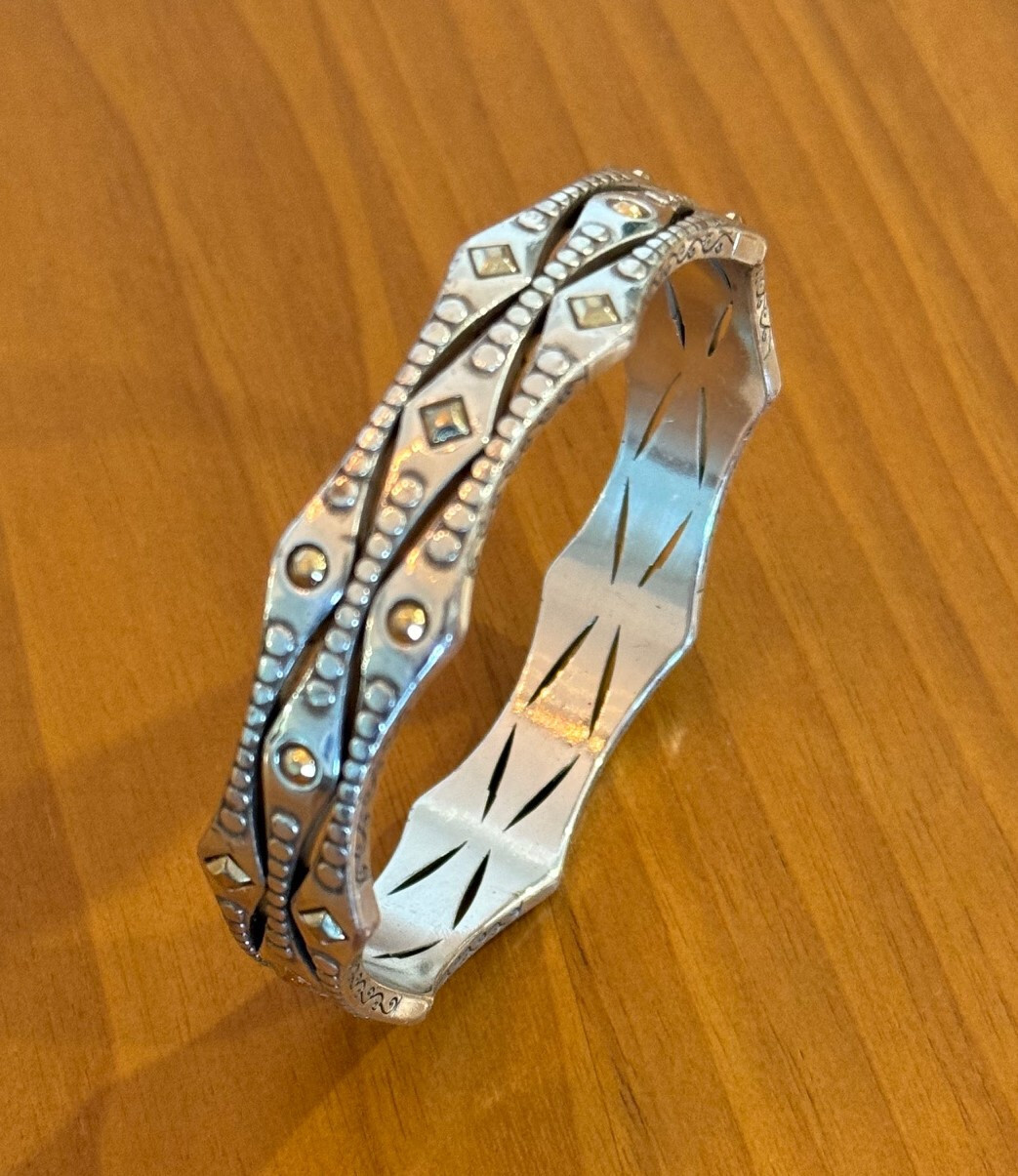 Brighton Bangle Bracelet Silver with Gold Accents – very good used condition