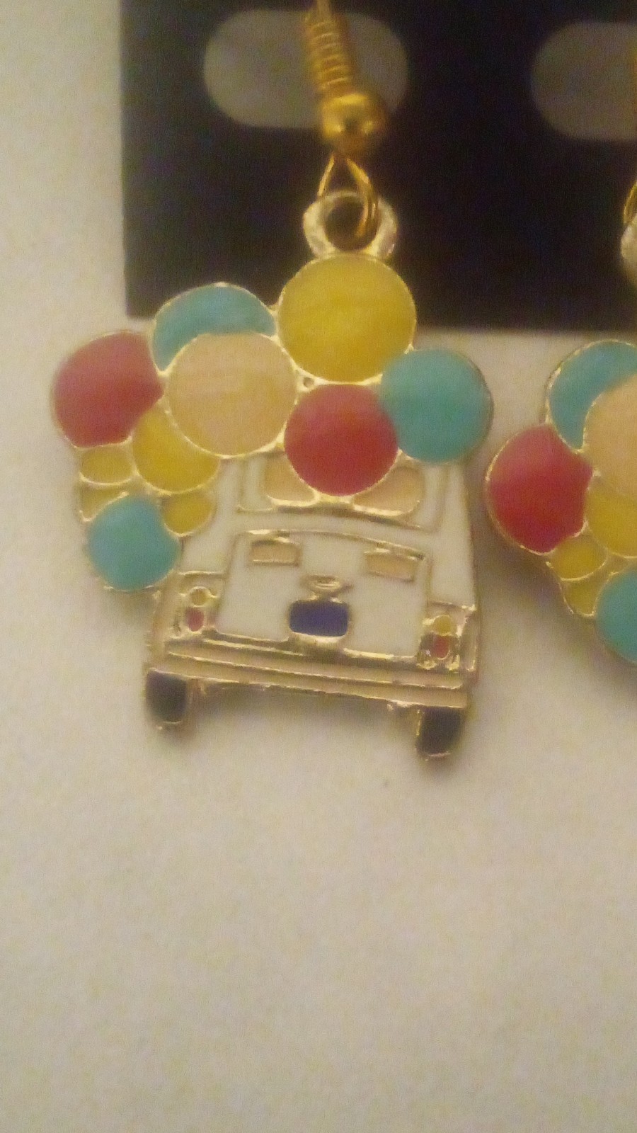 Multicolor Balloon & Cart Metal Dangle Drop Hook Earrings Transportation Theme