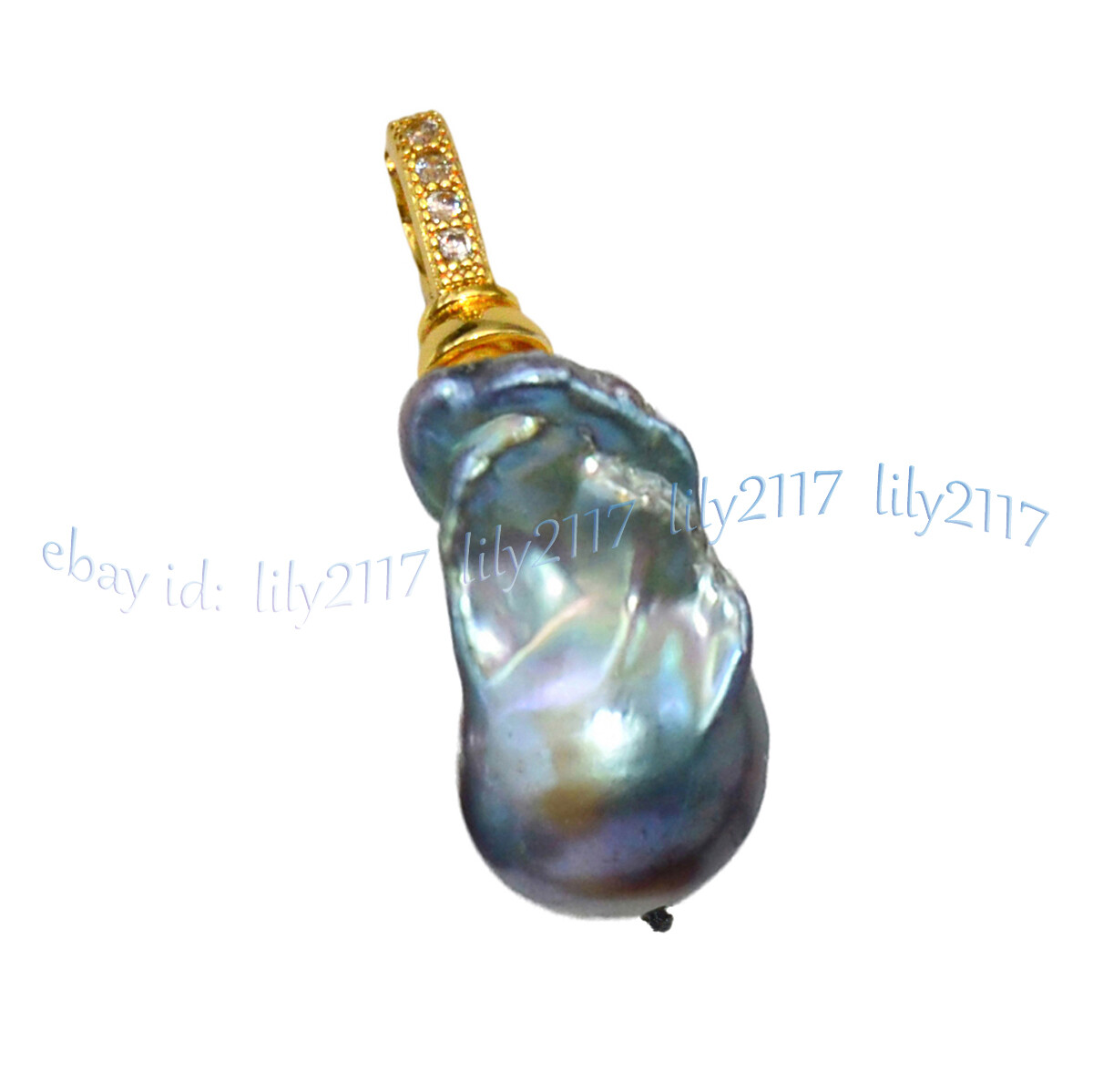 Huge 15x20mm Real Natural Multicolor Keshi Baroque Pearl Pendant 14K Gold Plated