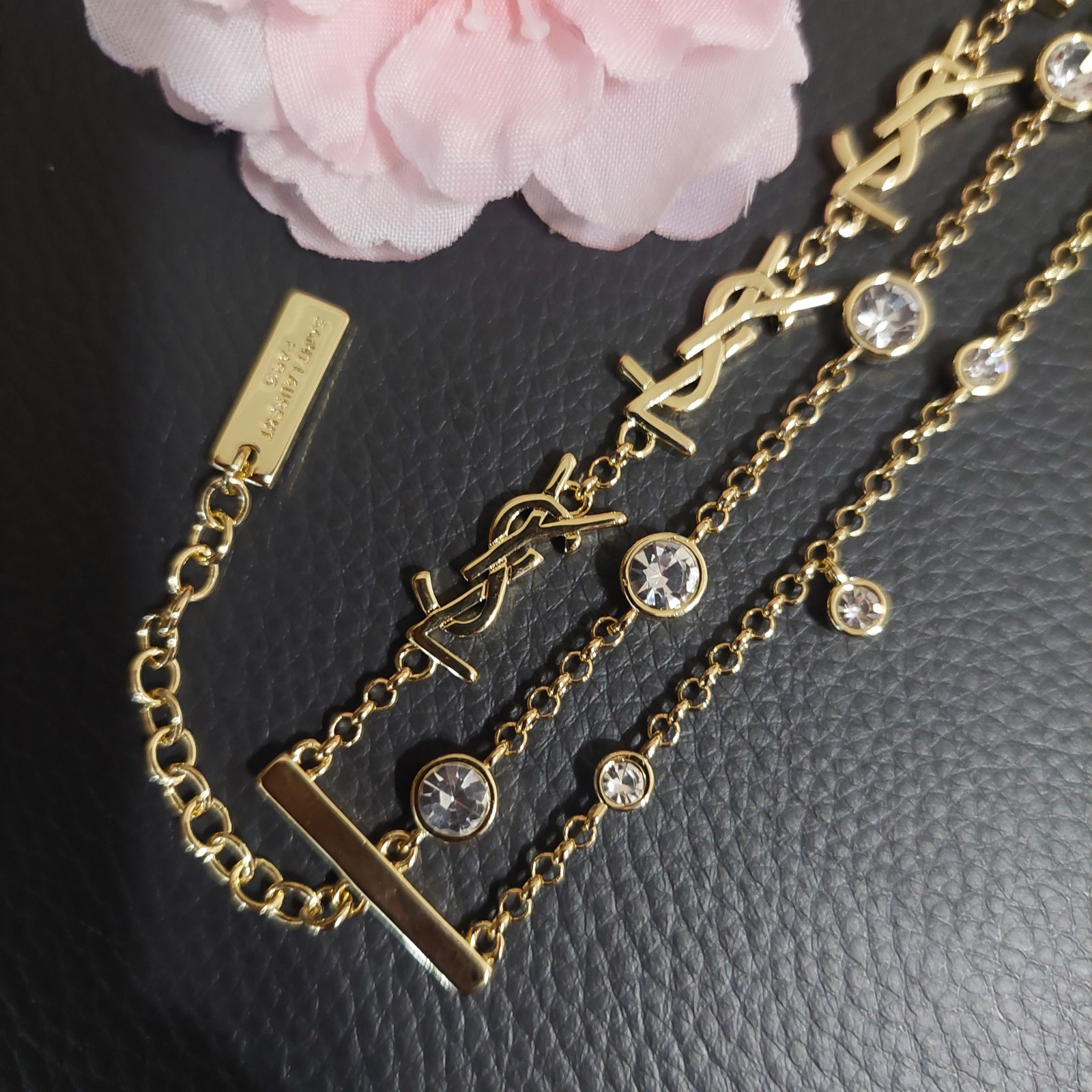 YSL Saint Laurent Cassandre Chain Logo Monogram Gold Bracelet
