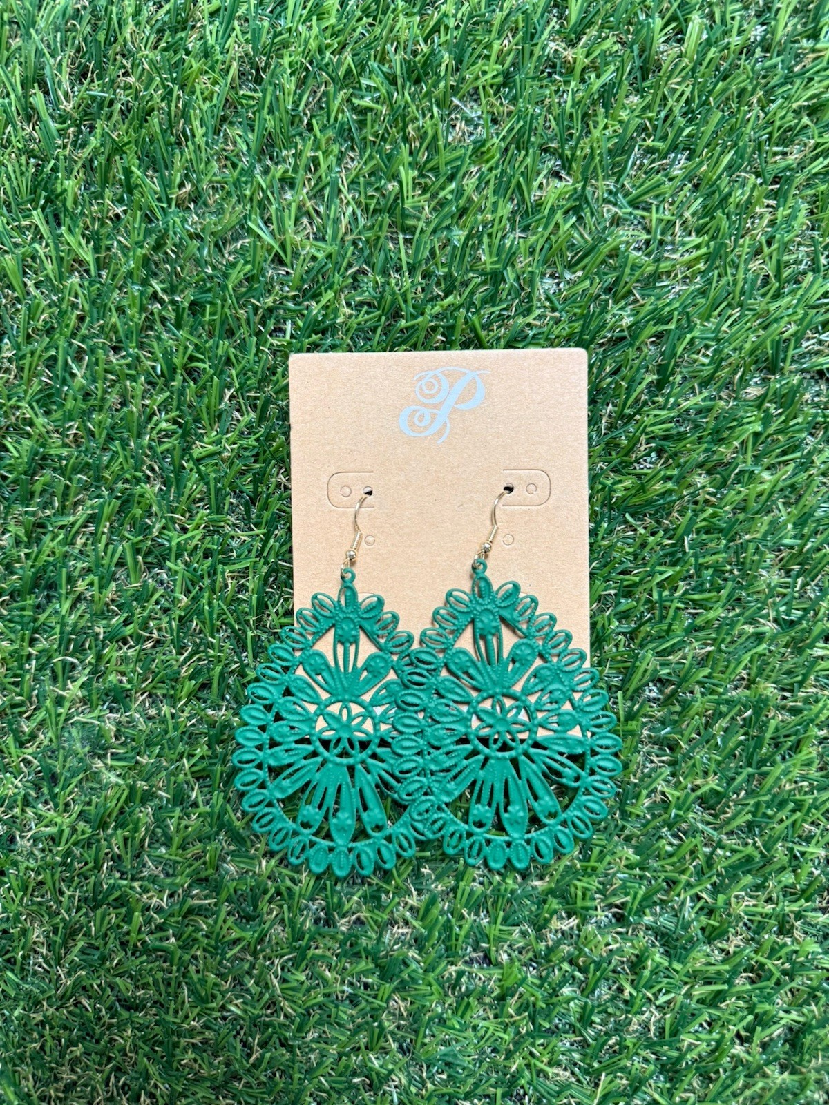 Plunder Teal Filigree Statement Drop Earrings Boho Dangle New With Tags
