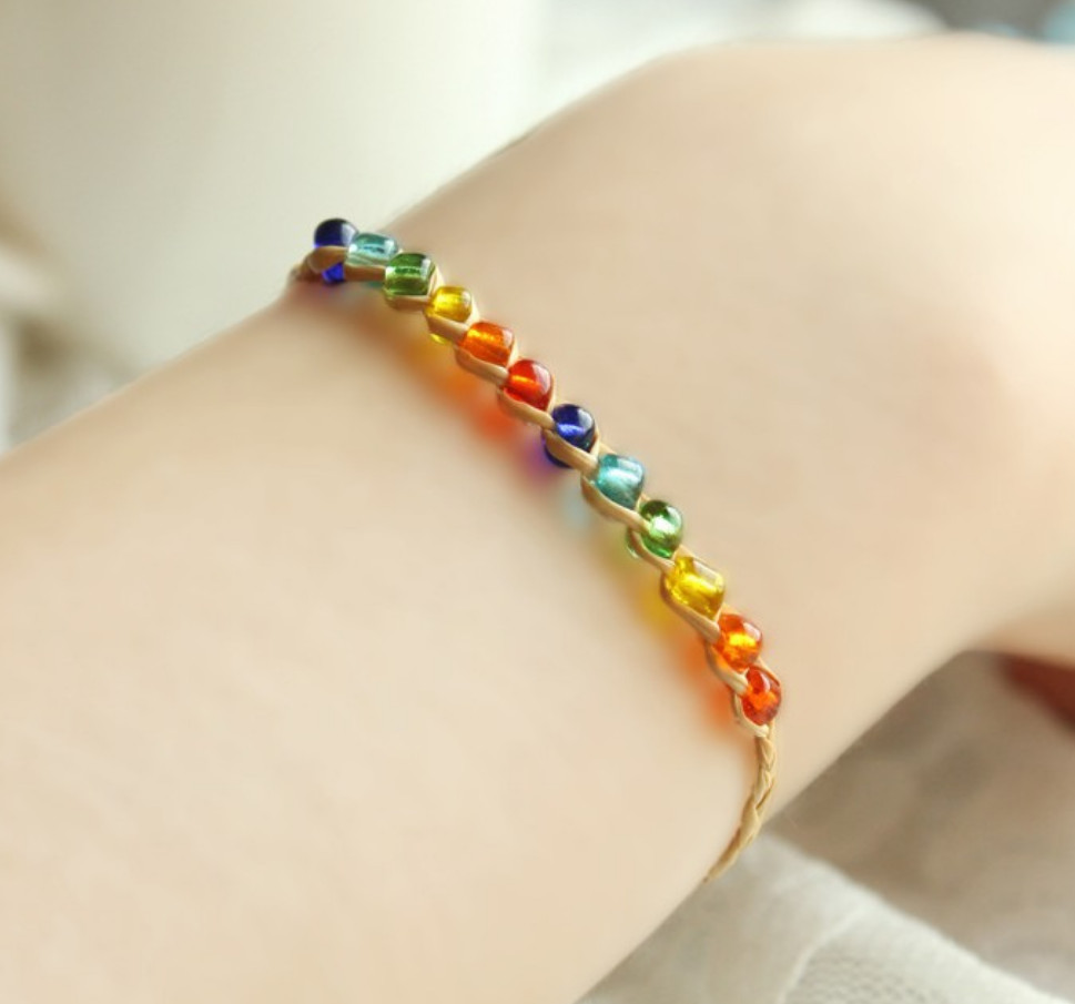 20PCS Friendship Raffia Wish Glass Beaded Bracelets Adjustable Braided Handmade