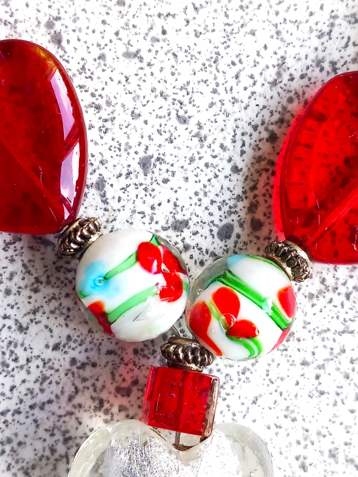Colourful Beaded Necklace, Czech Glass, Handmade, Vibrant Artificial Gemstone
