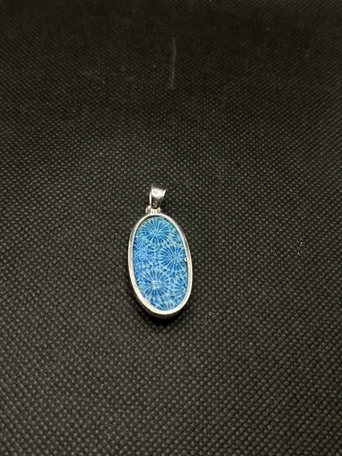 Vintage Blue Treated Indonesian Fossil Coral Protective Sterling Silver Pendant