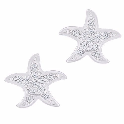 ORROUS & CO 18K White Gold Plated Cubic Zirconia Starfish Stud Earrings,One Size