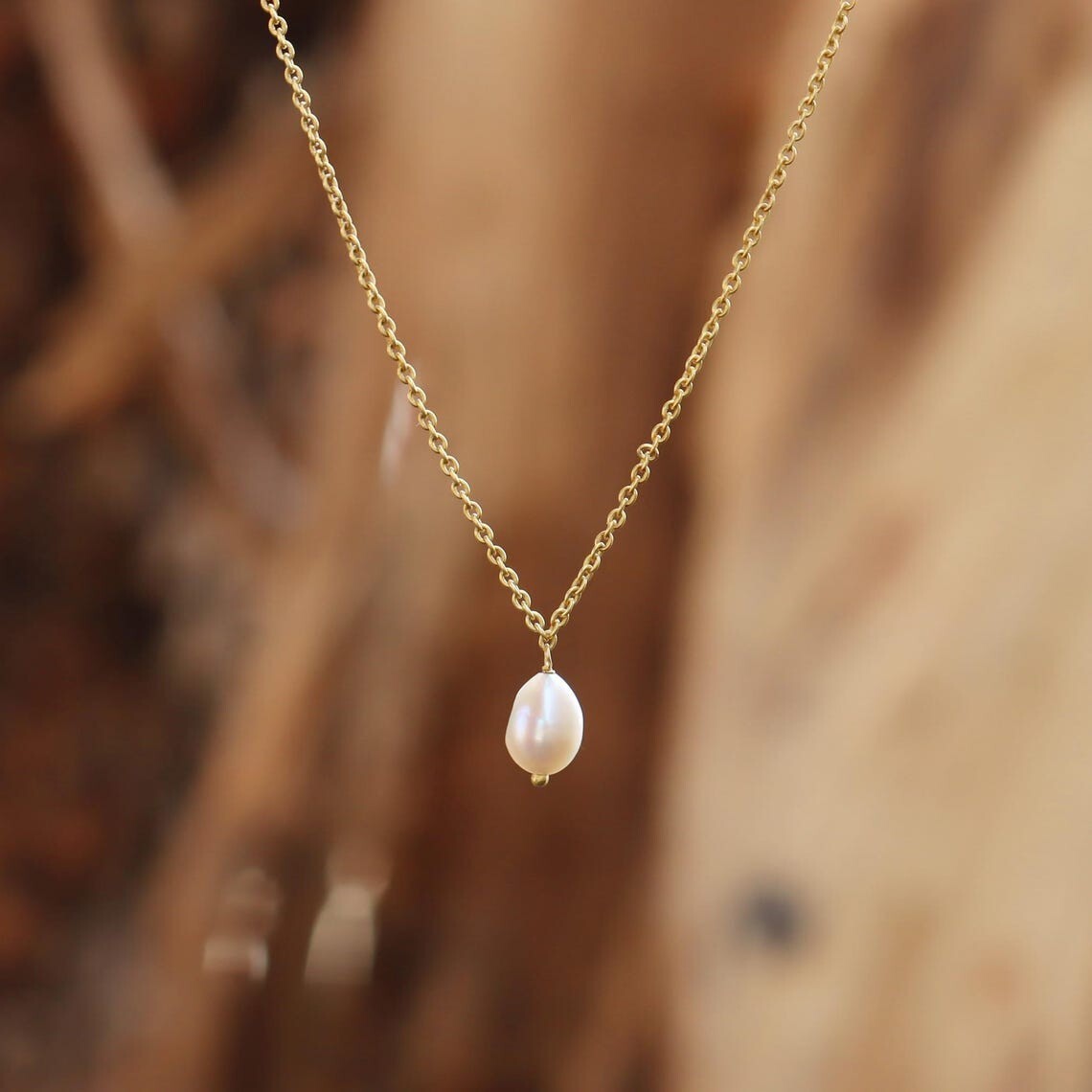 Fresh water Pearl Necklace For Women, Gold Plated 925 Sterling Silver Necklace