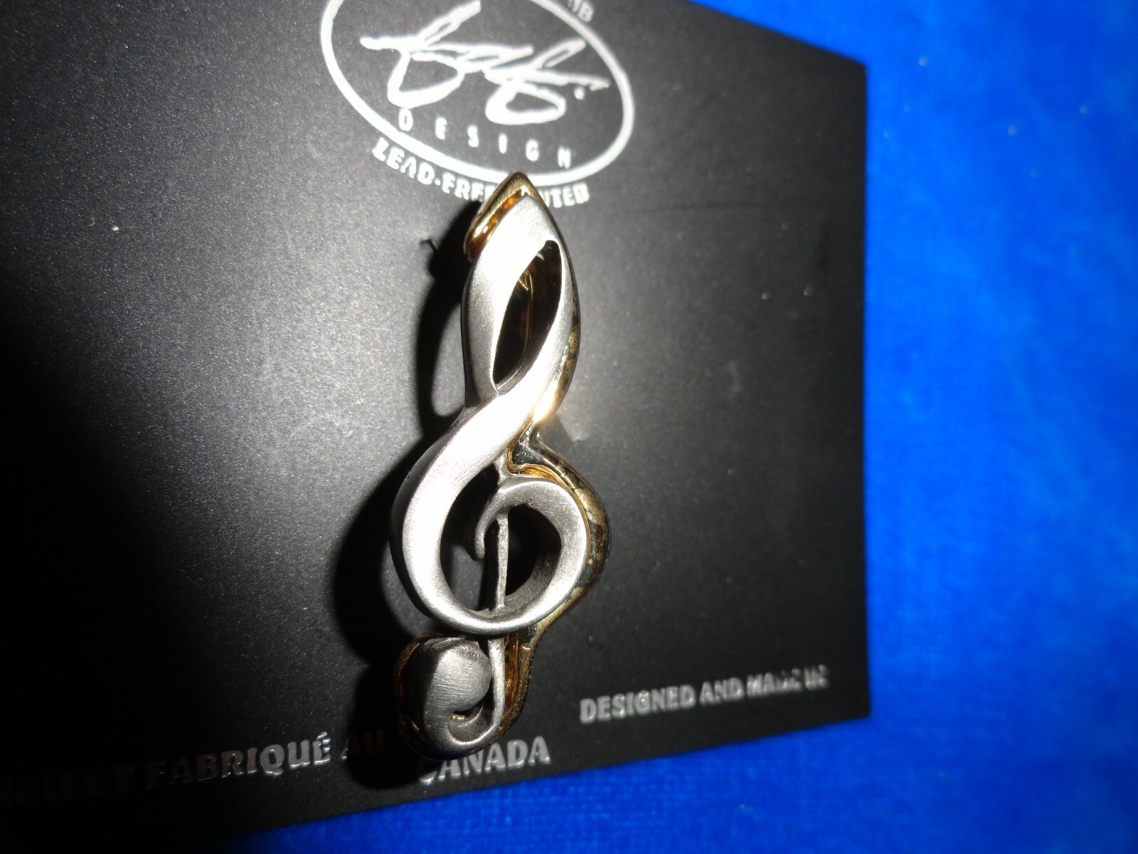 New Lead-Free Pewter Treble Clef Two-tone Pin / Broach – NEW