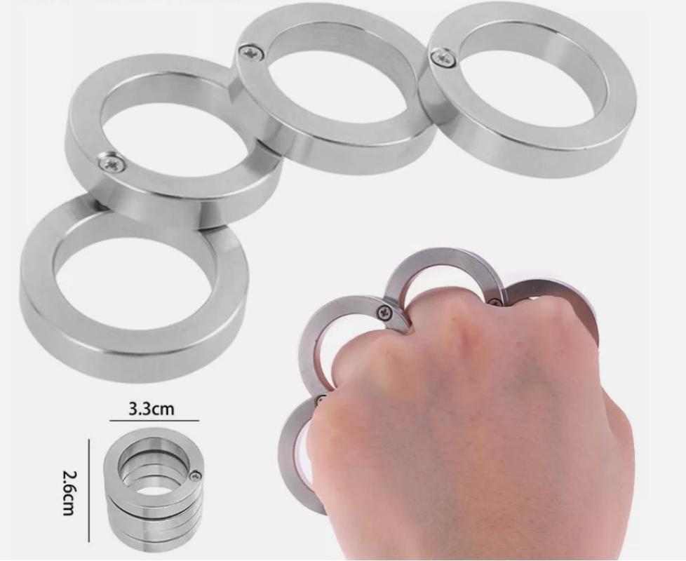 4x Stainless Steel Outdoor Rotatable Folding Ring Color Silver Hiking Men-US