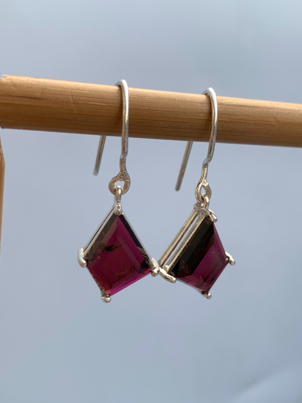 Pinkish Red Tourmaline Earrings: 925 Sterling Silver, Handmade Gemstone Jewelry