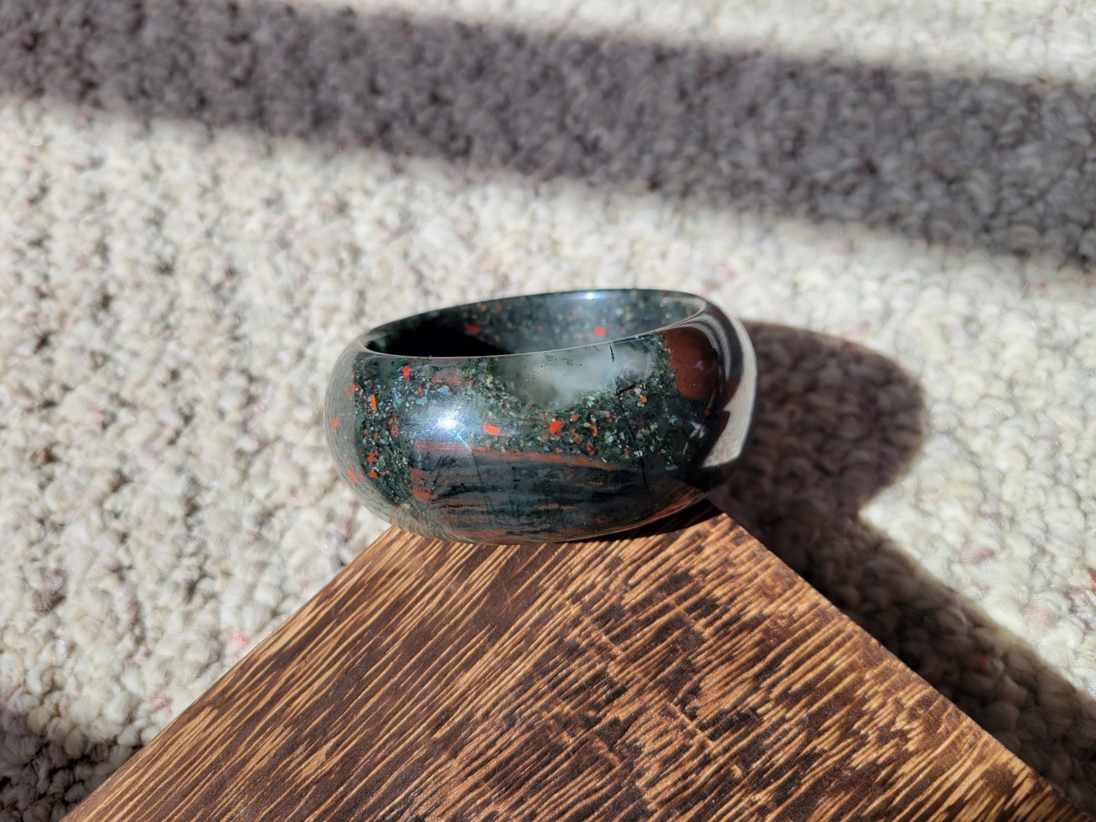 Natural Dragon Blood Jasper Stone Quartz Bangle 56mm Bracelet Heliotrope