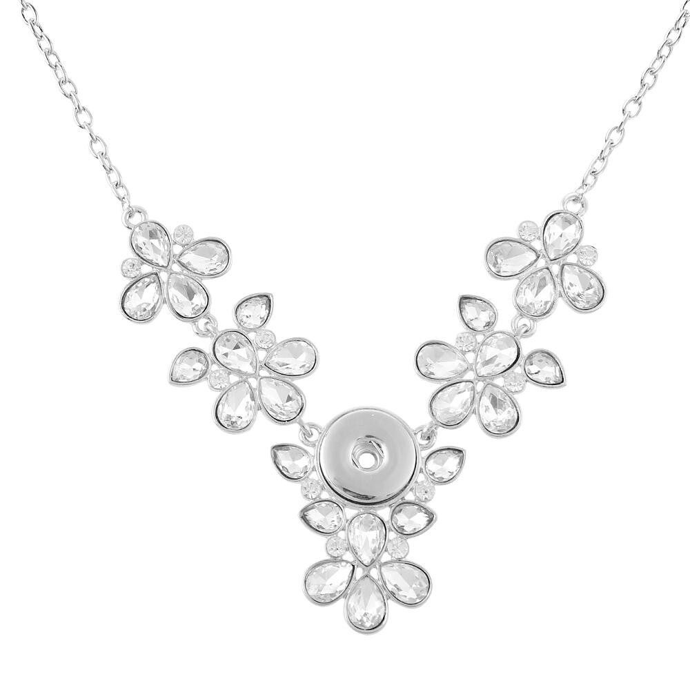 Snap Jewelry Rhinestone CZ Necklace Teardrop Fits 18-20mm Ginger Style Charms