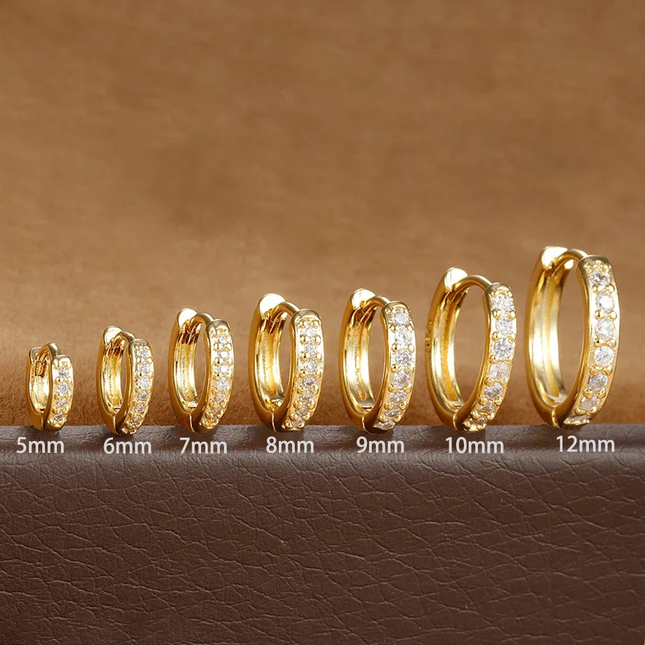 1 Pc Stainless Steel Hoop Earrings Women Round Crystal Minimal Daily Jewelry.