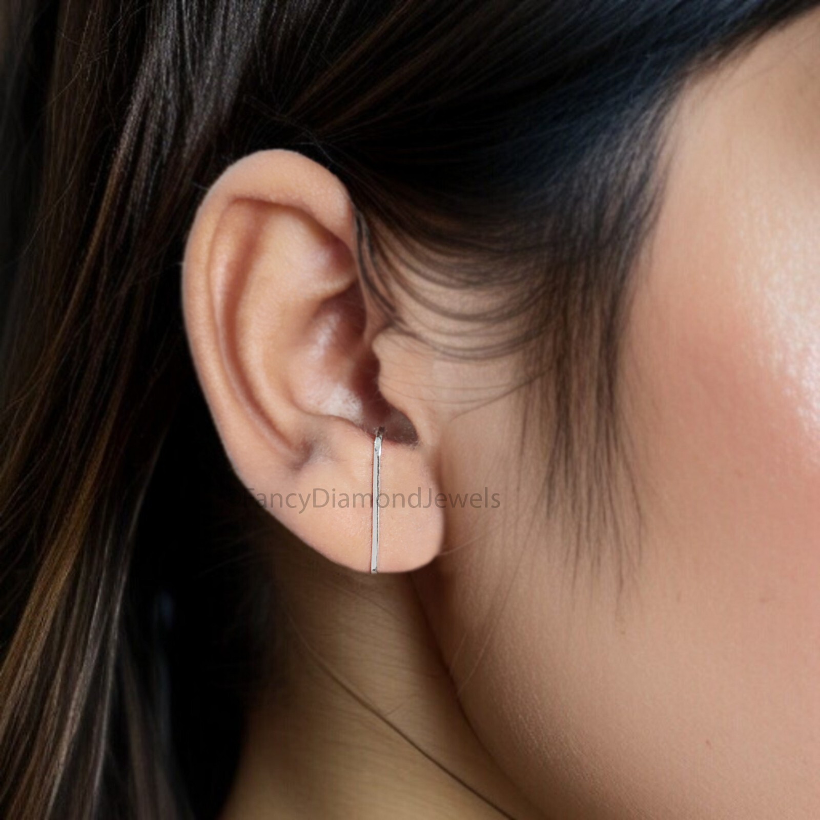 Suspender Earring Minimalist Silver Earring Modern Geometric Ear Lobe Cuff