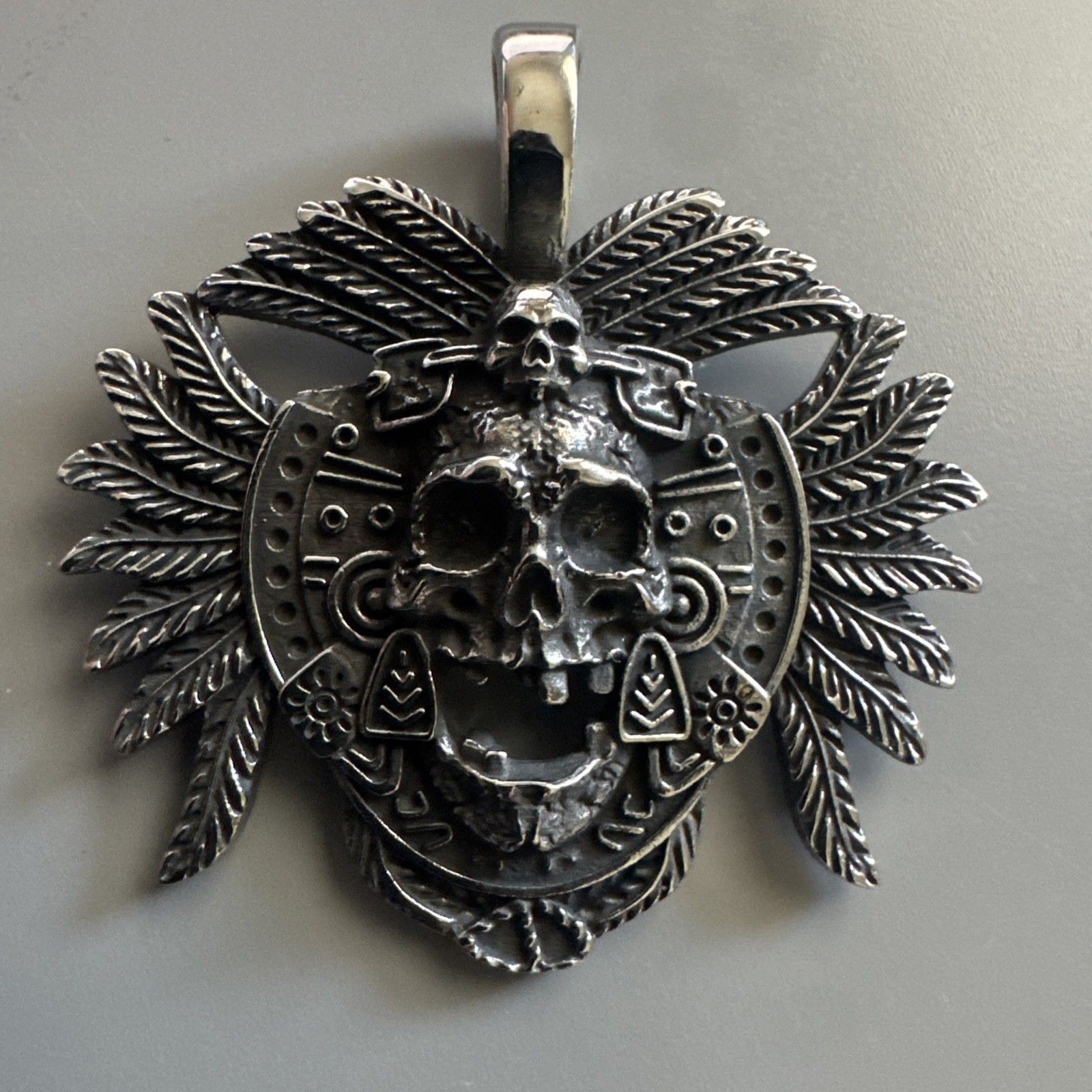 Head Skull Skeleton Pendant Necklace Gothic Biker Chain 24″ Tribal Viking Punk