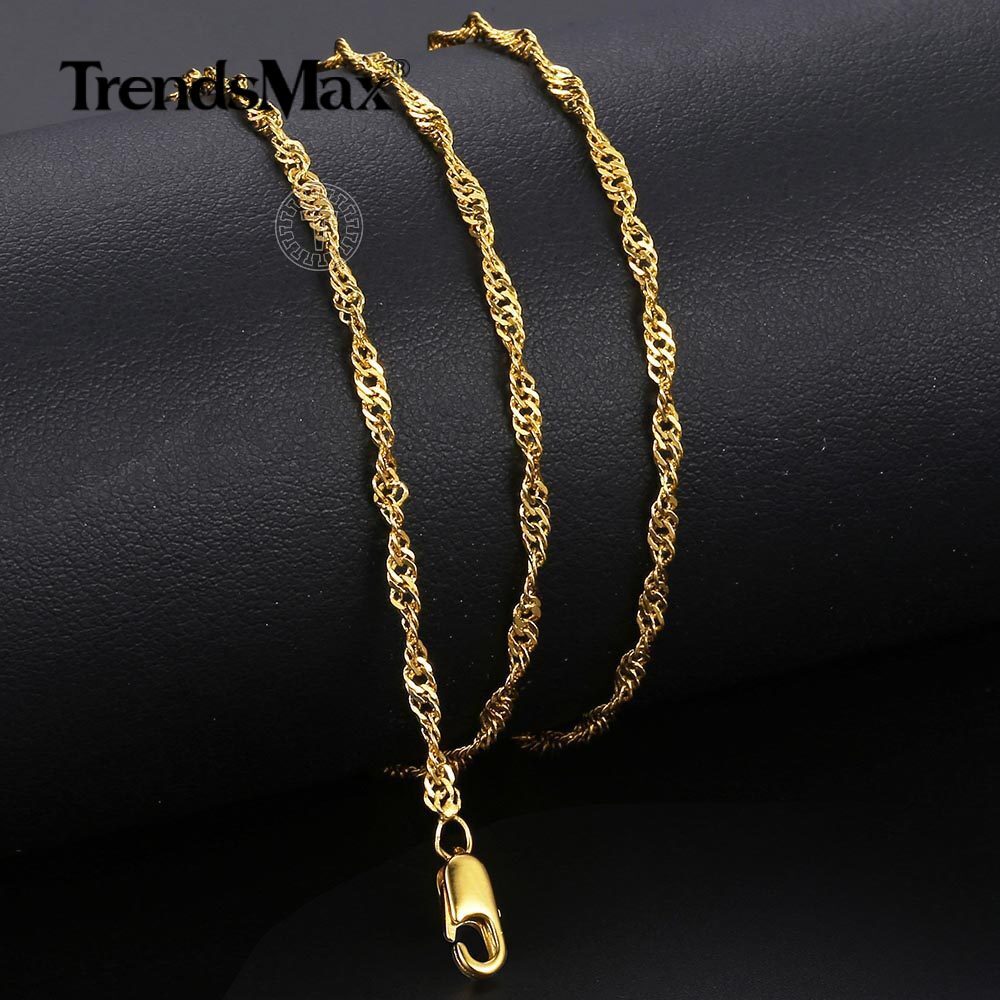 1/2/3/5Pcs 2MM Yellow Gold Filled Wave Twisted Link Chains Necklace 48CM/18.9In