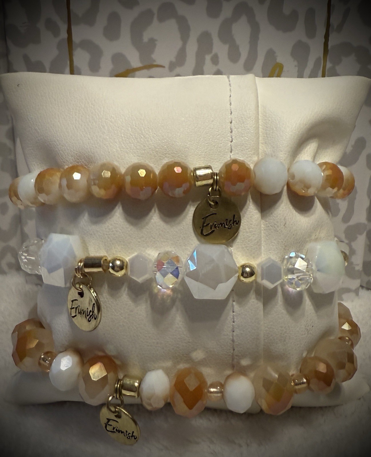 New ERIMISH Bracelets- 3 Pc – Caramel, White & Gold-CHOICE OF STYLE #1, #2 or #3