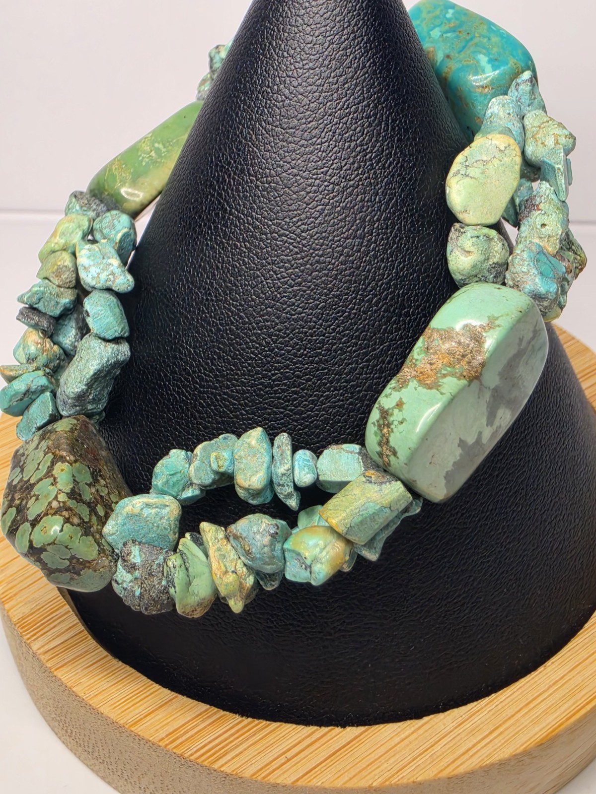 Turquoise Rough Cut Bracelet Stretchy Adjustable Band Vintage Southwestern