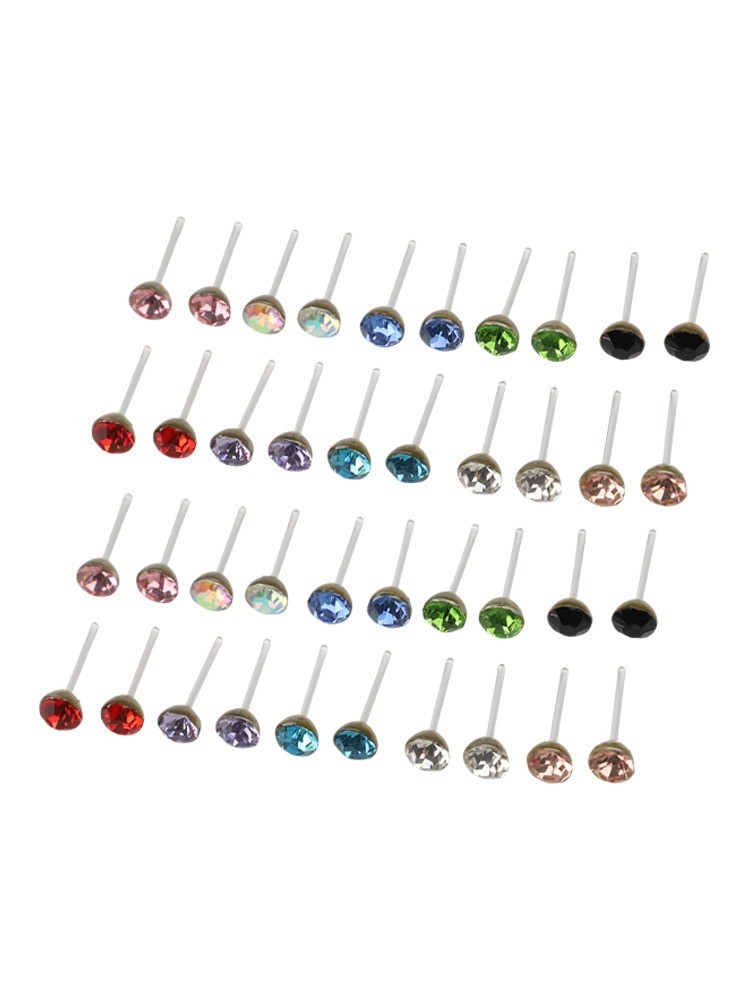 20 Pairs Stylish Zircon Earrings Set in Various Colors for Fashion Lovers
