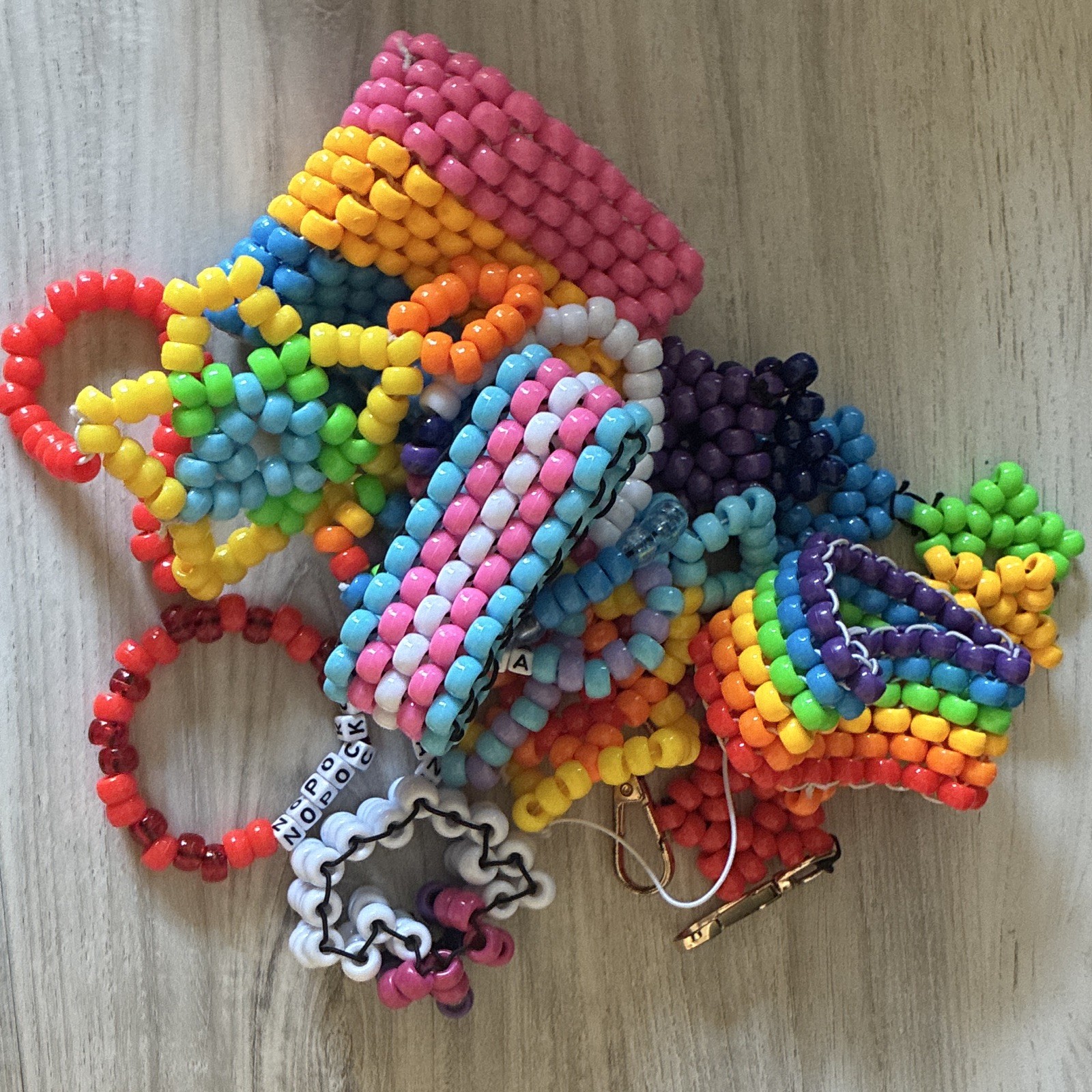 Multicolor Rainbow Plastic Pony Bead Slip-On Stackable Bracelets And Accessories