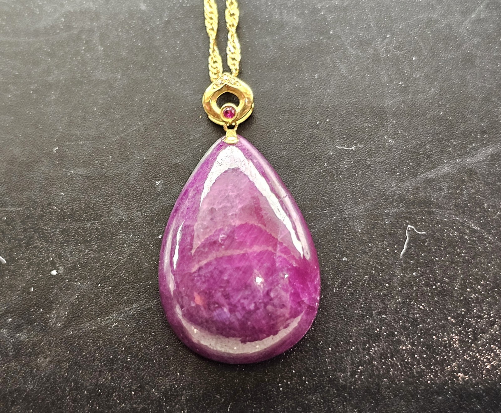 Top Quality Rare Ruby Zoisite Crystal Pendant Necklace Gold Plated S925 Necklace