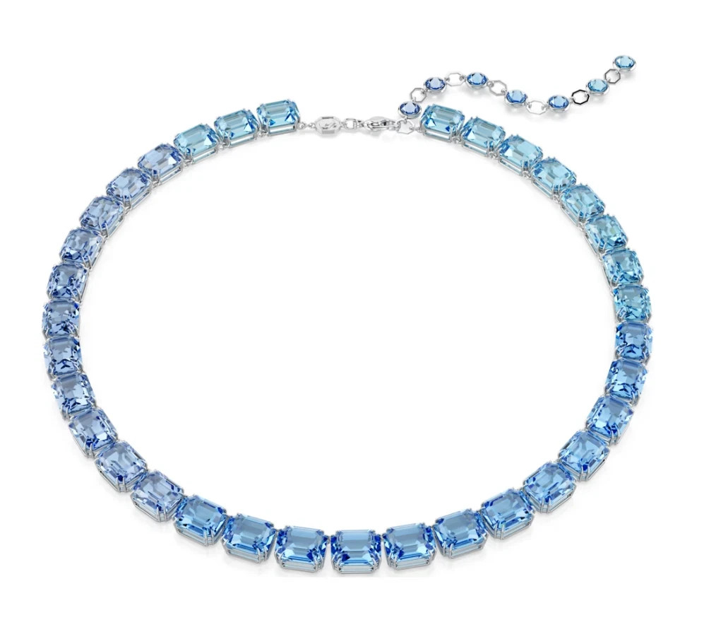 Millenia necklace Octagon cut, Color gradient, Blue, Rhodium plated