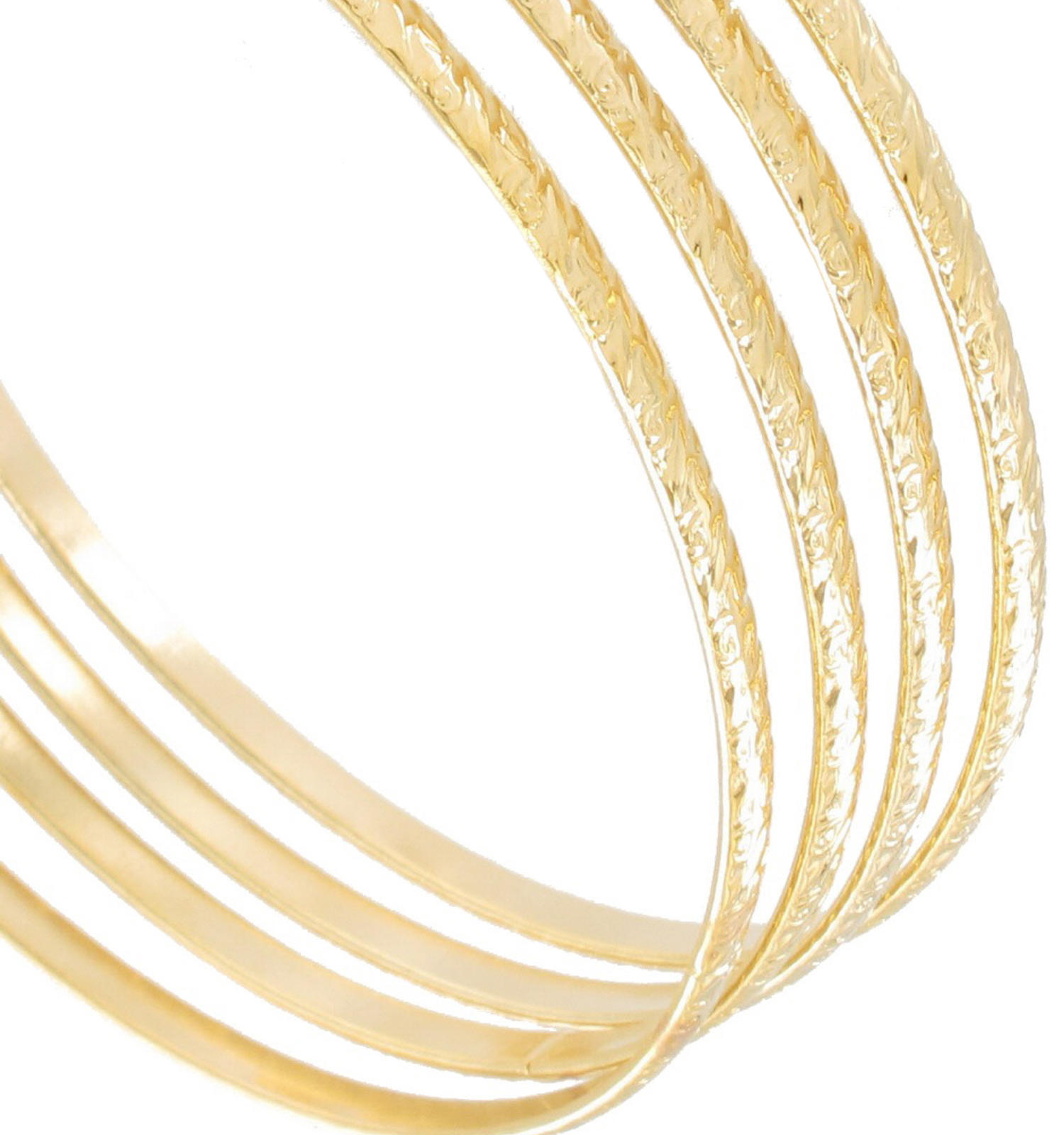Ky & Co Set of 4 Round Thin Kent Bangle Bracelet Choice XL L Sz Copper Gold Gray