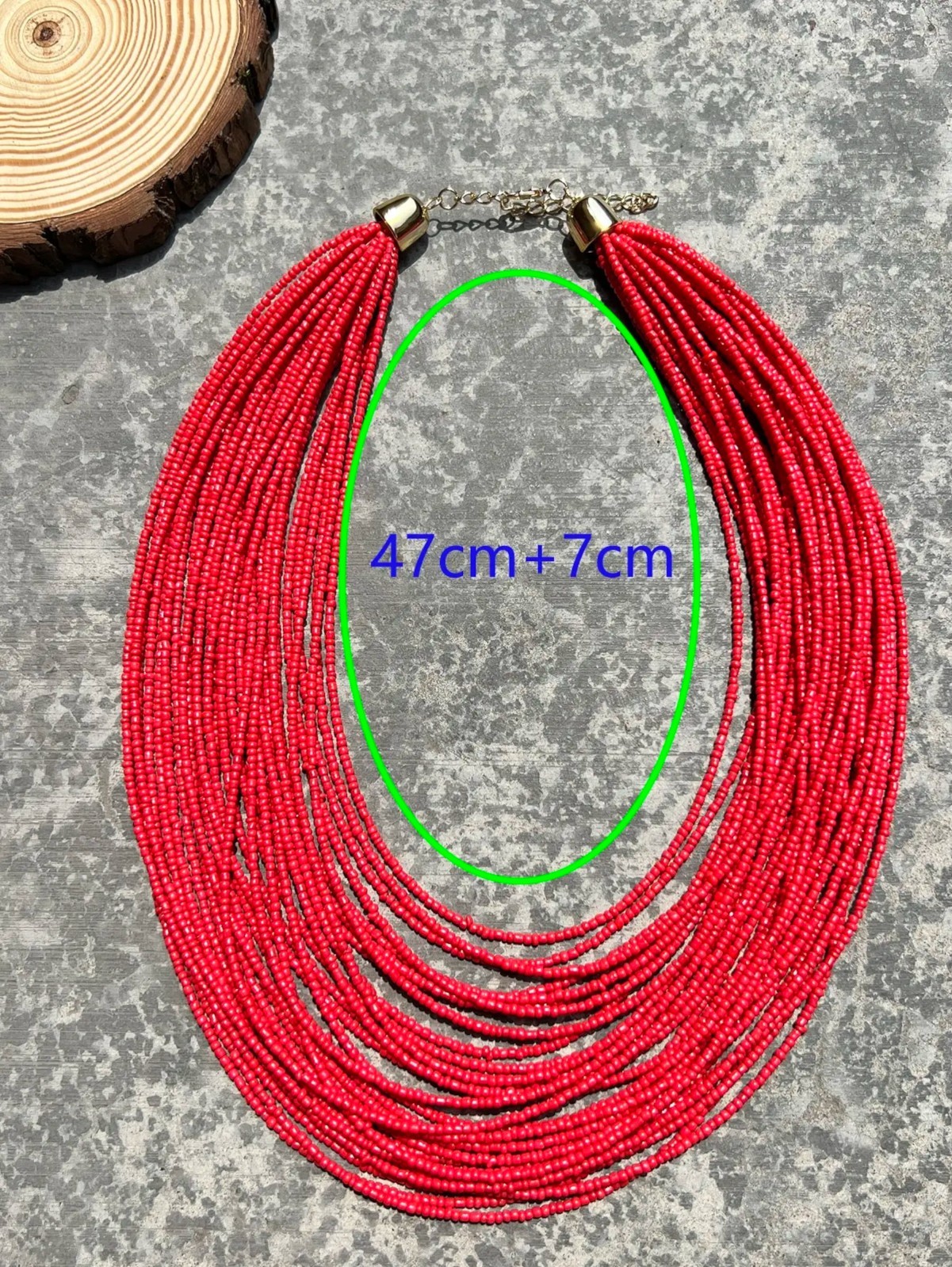 Multi Layer Red Beaded Bib Choker Necklace Chunky Boho Chic Statement Jewelry