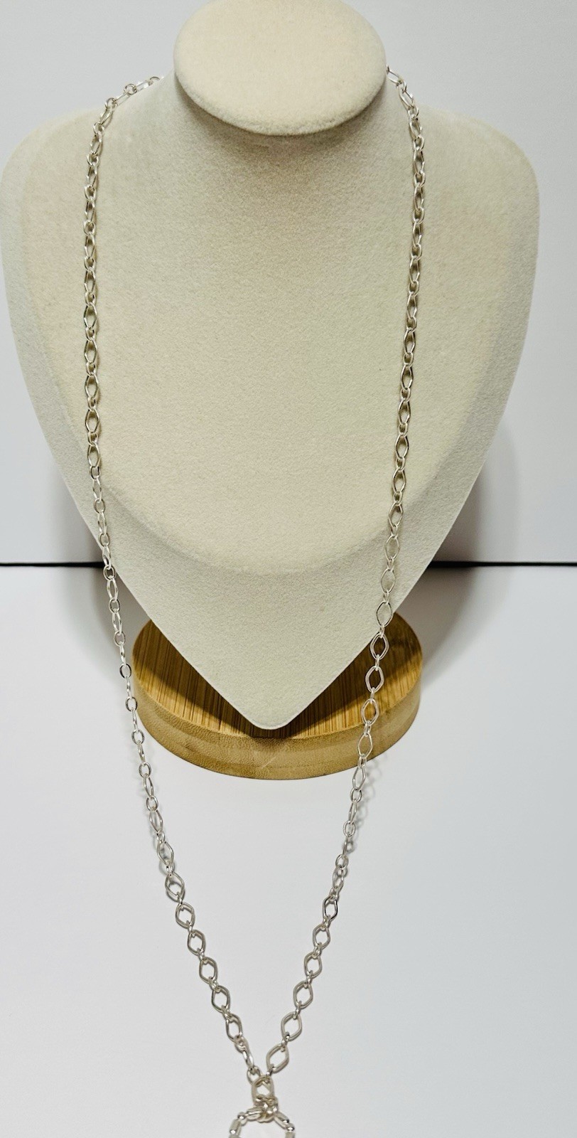 Silver Tone Necklace With 3 Circle Textured Pendants Gold And Silver Tone 31in.
