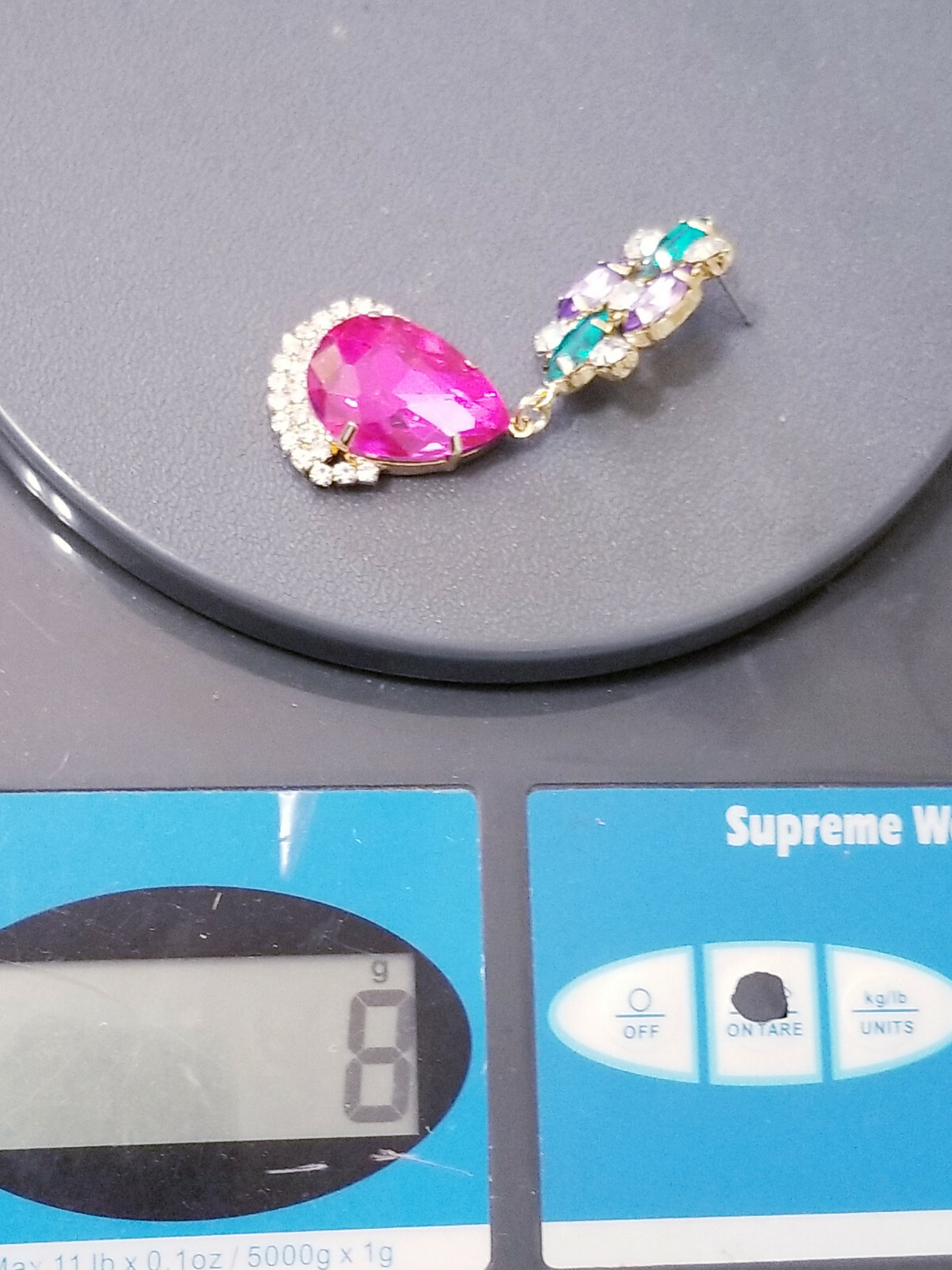 Chandelier Earrings Rhinestone Multi Color Pink Crystal 2.8 inch