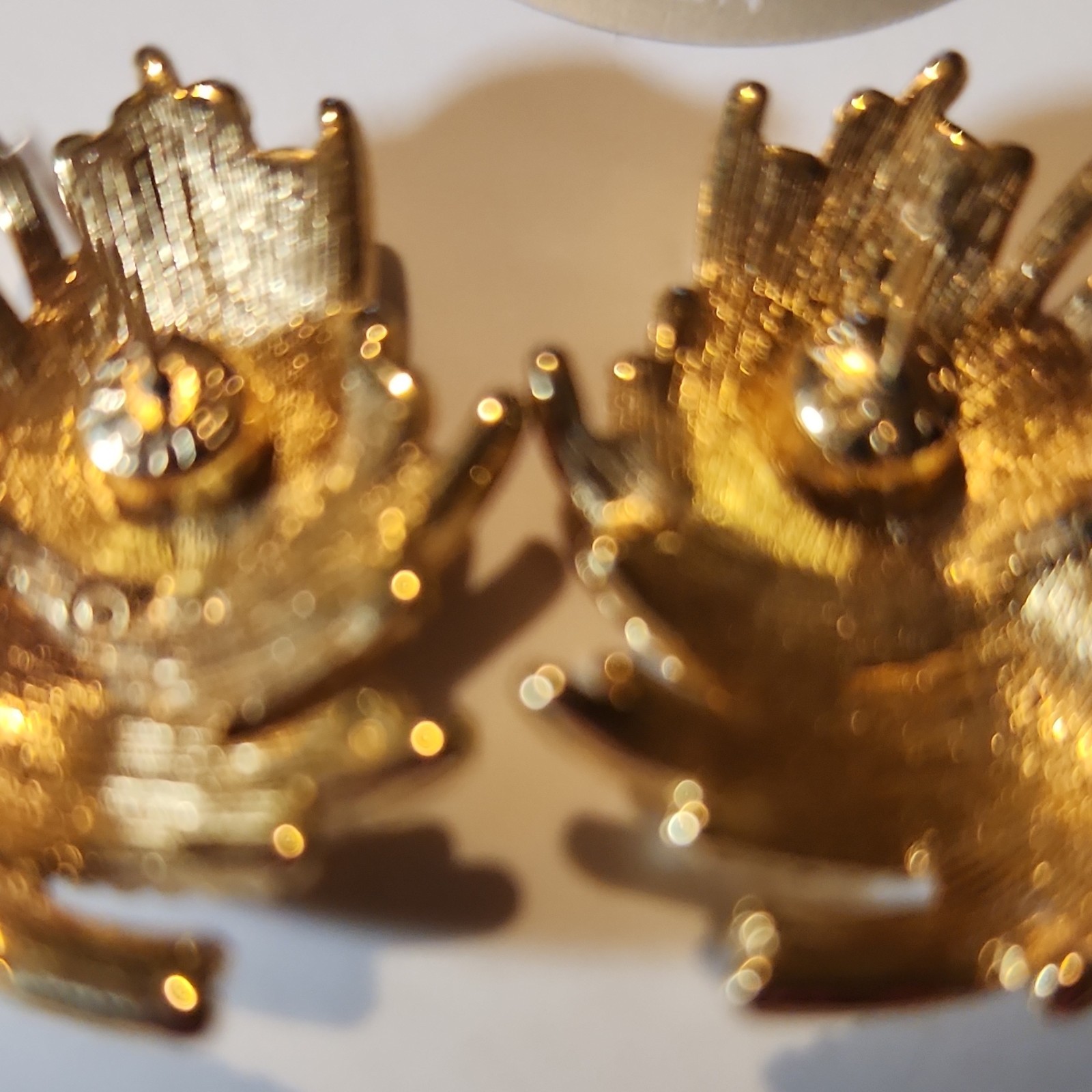 Monet Gold Tone Swirl Fan Textured Post Stud Earrings Butterfly Back No Stone