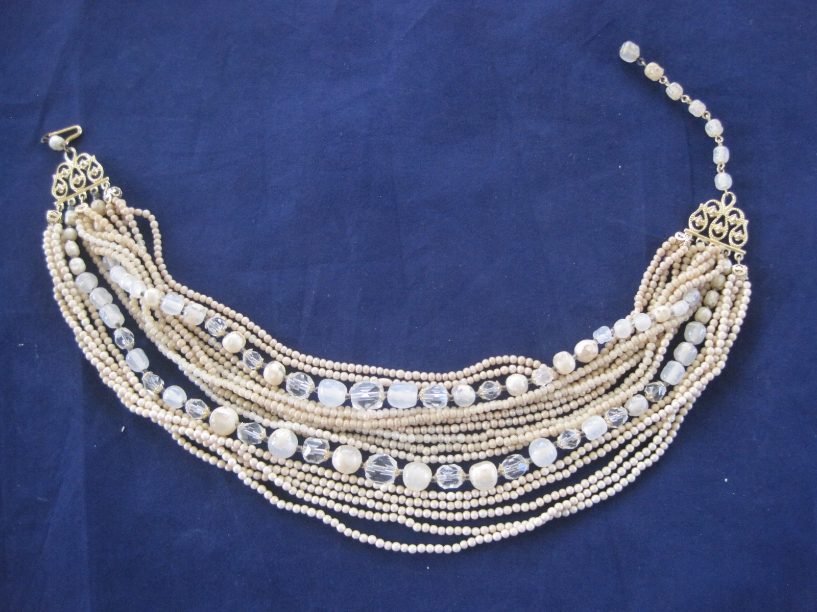 Seed Bead Plus Regular Beads 11 Strand Necklace 13″ CHOKER