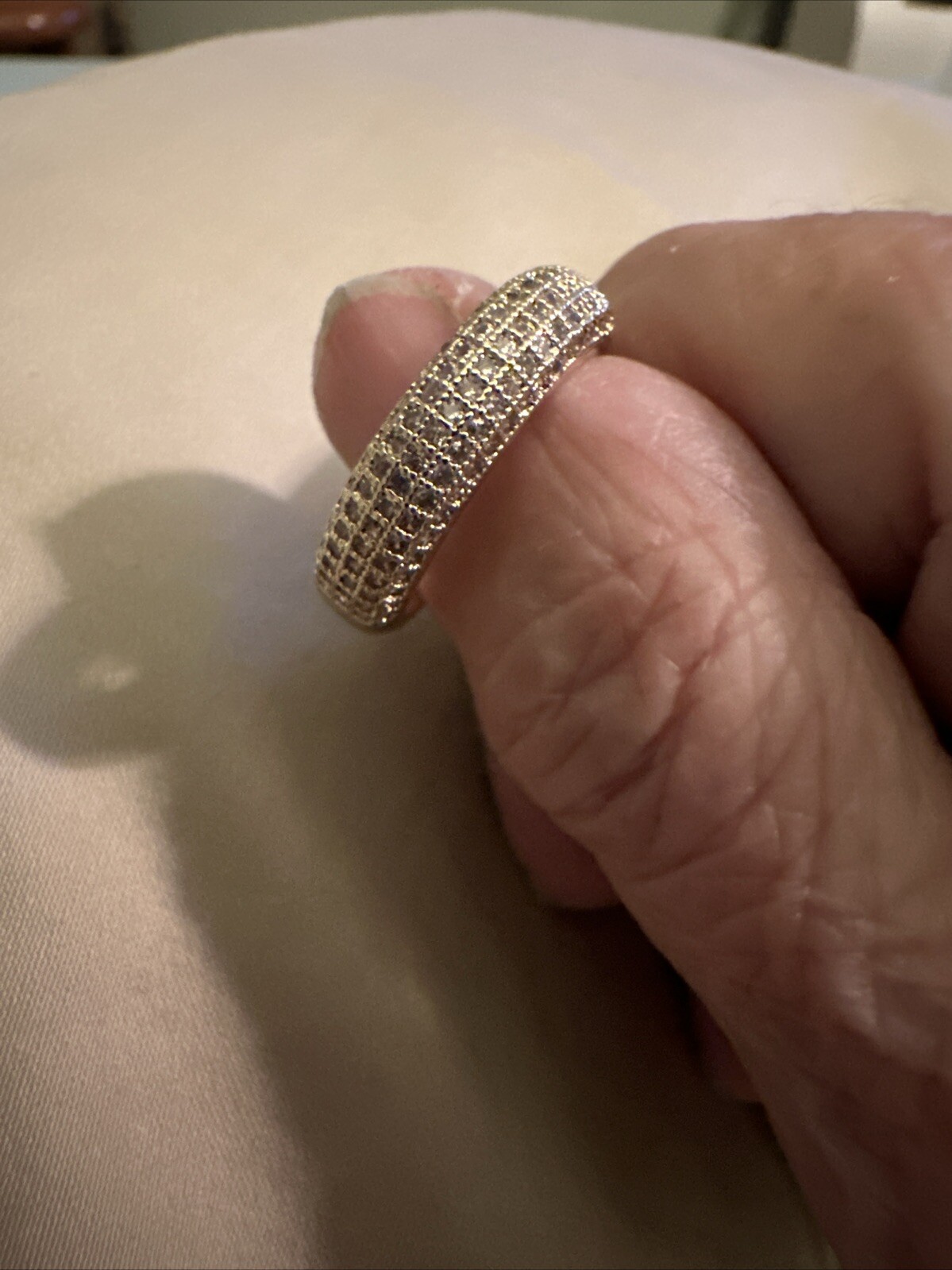 SUGO Classic Gold Band With Cubic Zirconia Stones In A Size 7