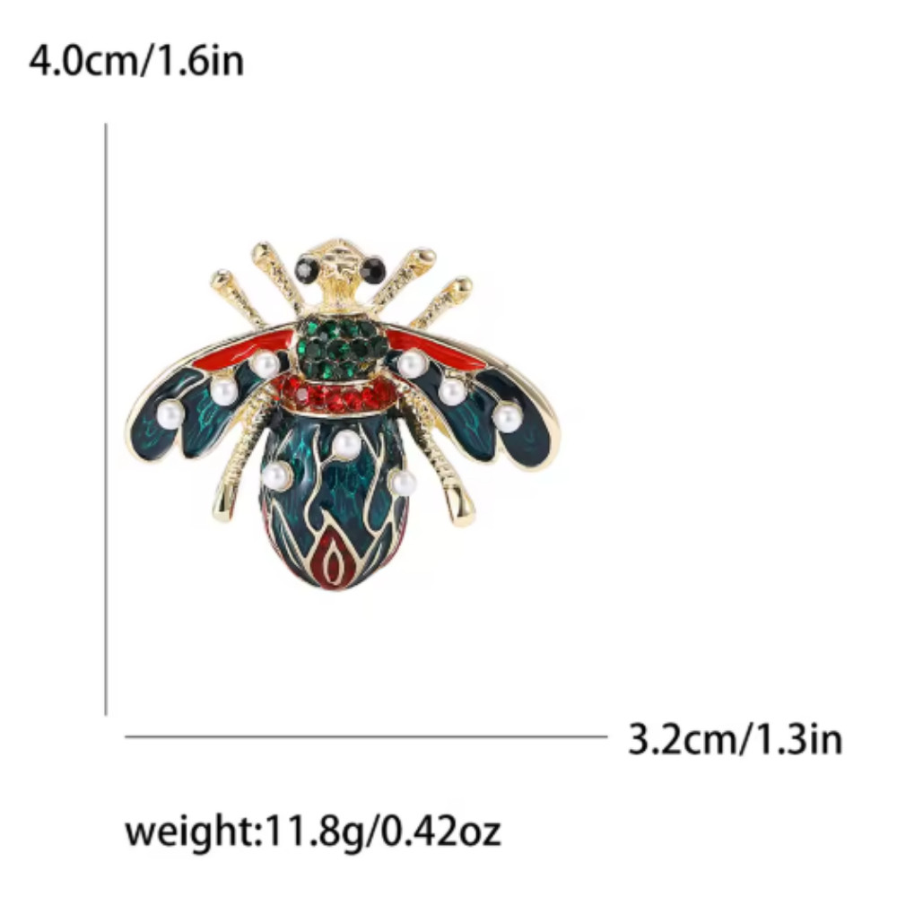 Cute Enamel Bee Brooch Pin –Rhinestone Pearl Insect Jewelry, Unisex Summer Gift