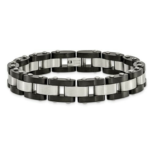 *BRAND NEW* Chisel Stainless Brushed Black IP-plated 8in Bracelet SRB1436-8