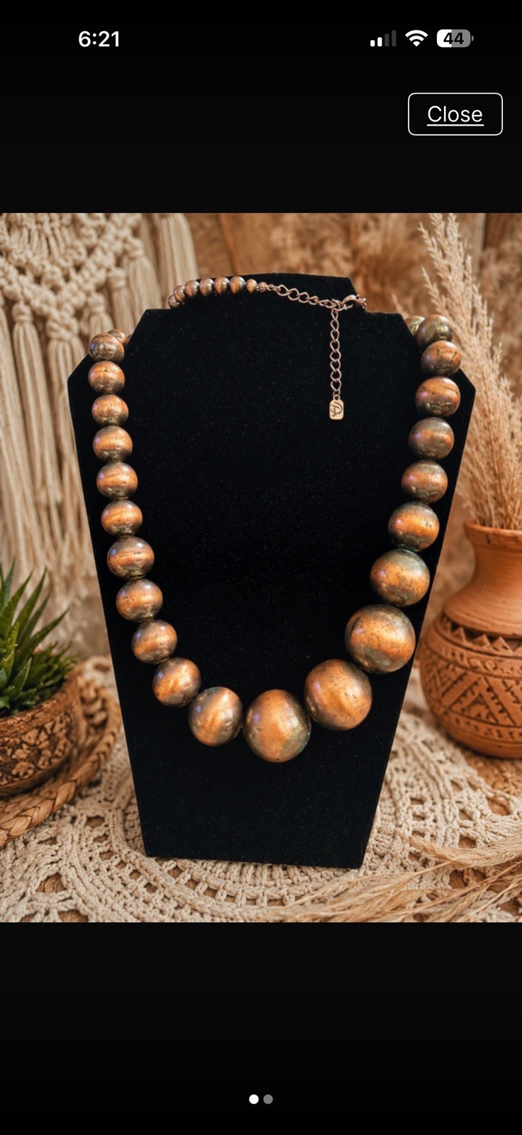 Yousi Graduated Bead Statement Necklace Southwestern Boho Style Single Strand