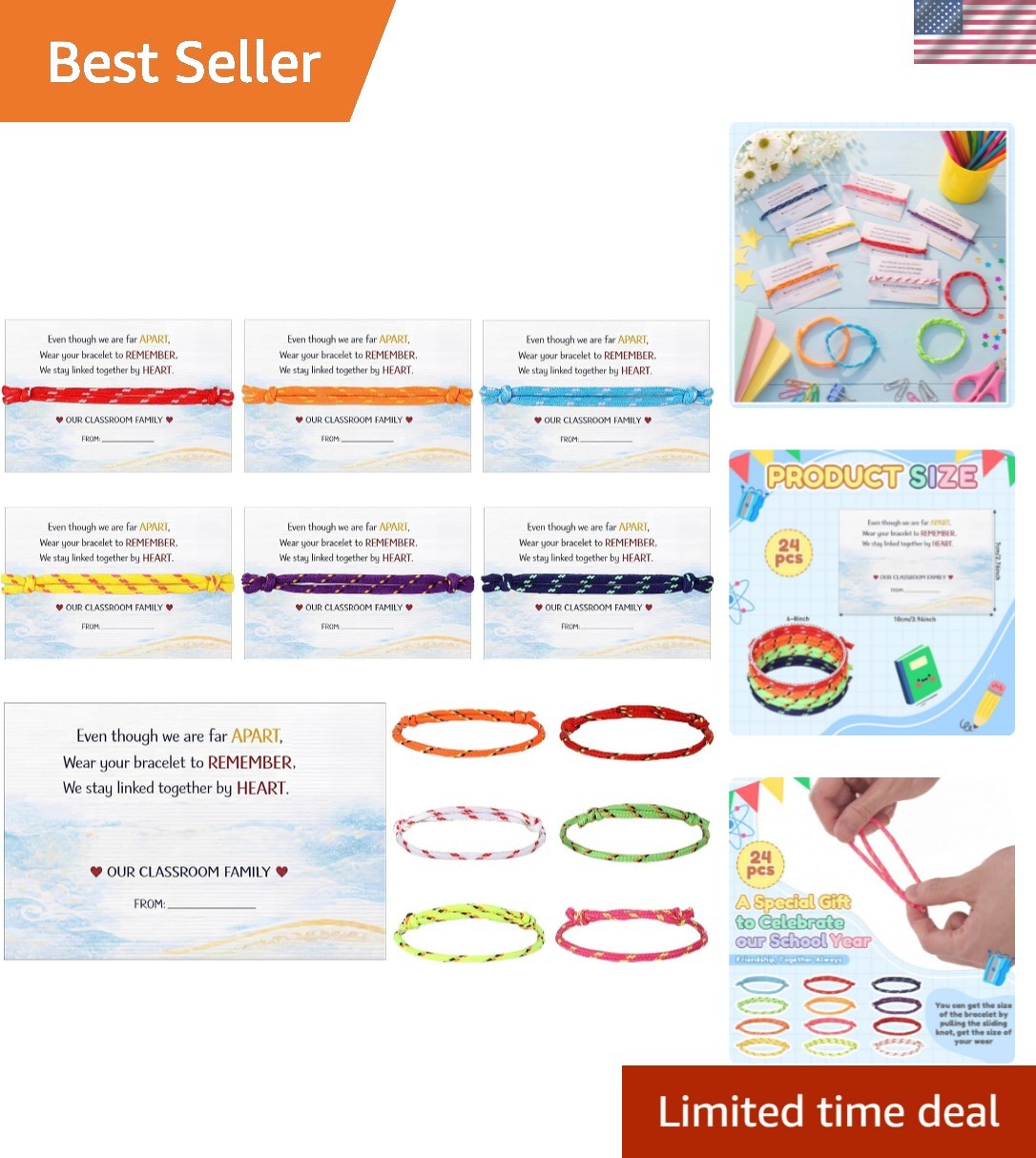 End of the Bracelet Gift Set, 24/36/48 Sets Graduation Woven Friendship Brac…