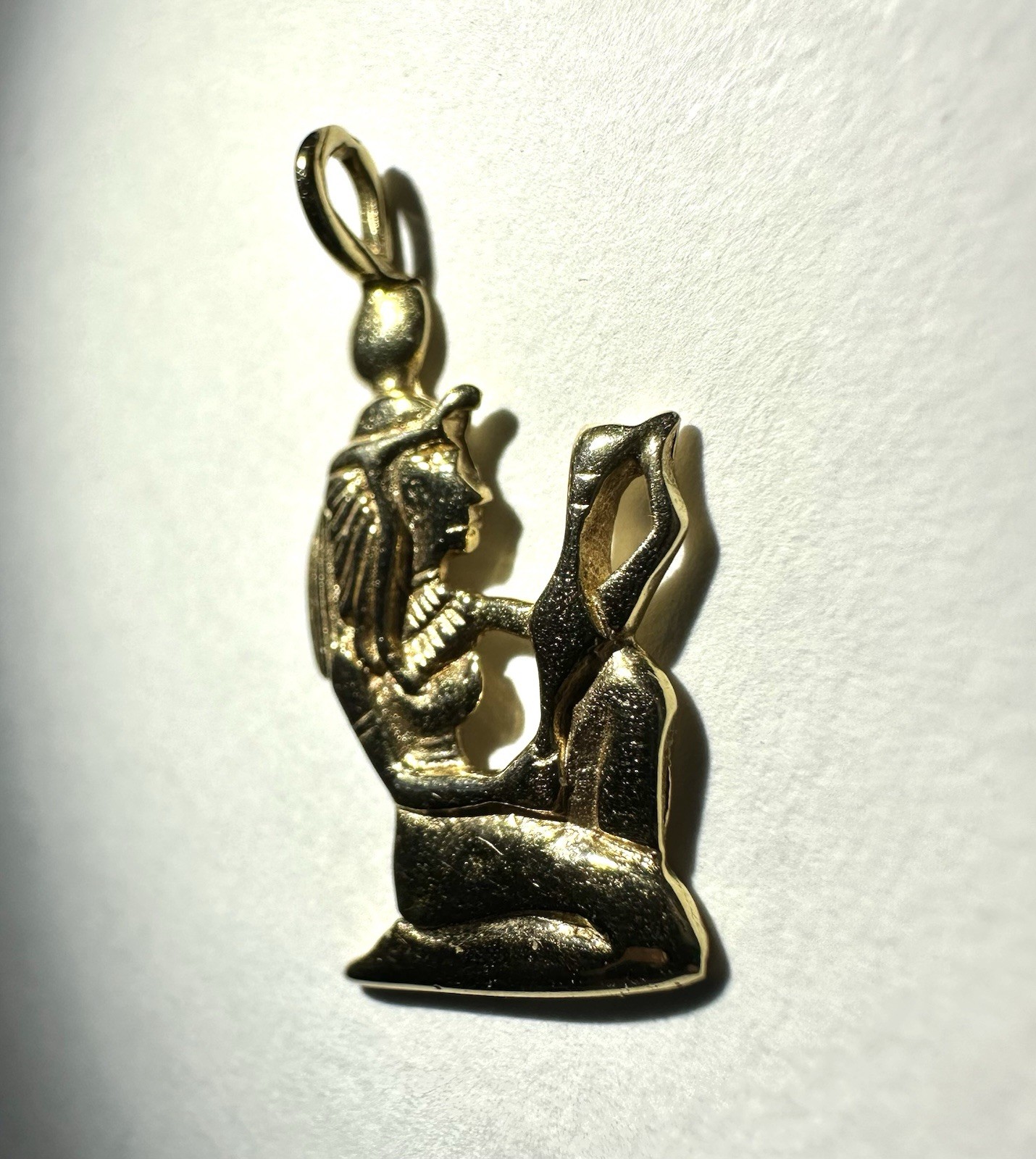 14k Gold Egyptian Woman Charm Pendant 40s 50s Era