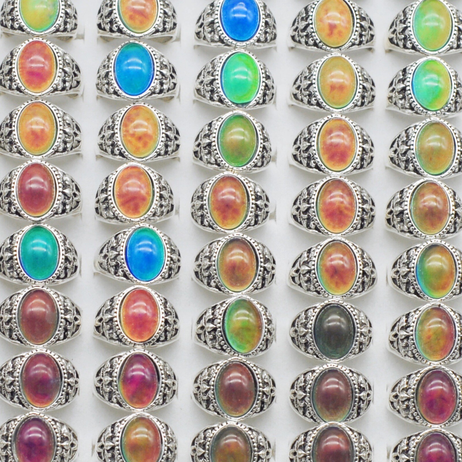 Wholesale 30pc Mood Rings Design Temperature Change Color Charm Finger Jewelry