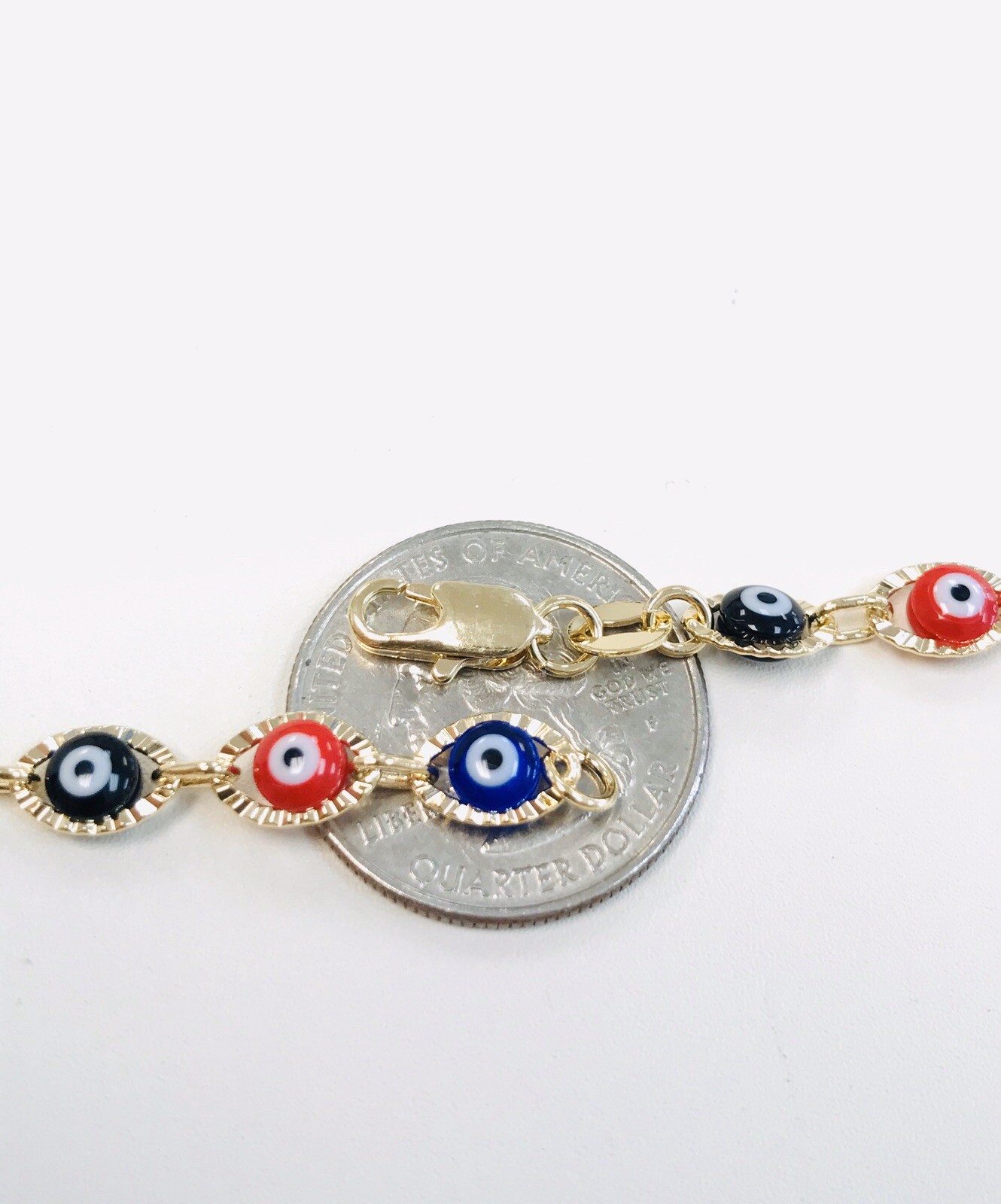 14k Gold Filled Necklace, Evil Eye, Good Luck, Cadena para el Mal de Ojo, Moda