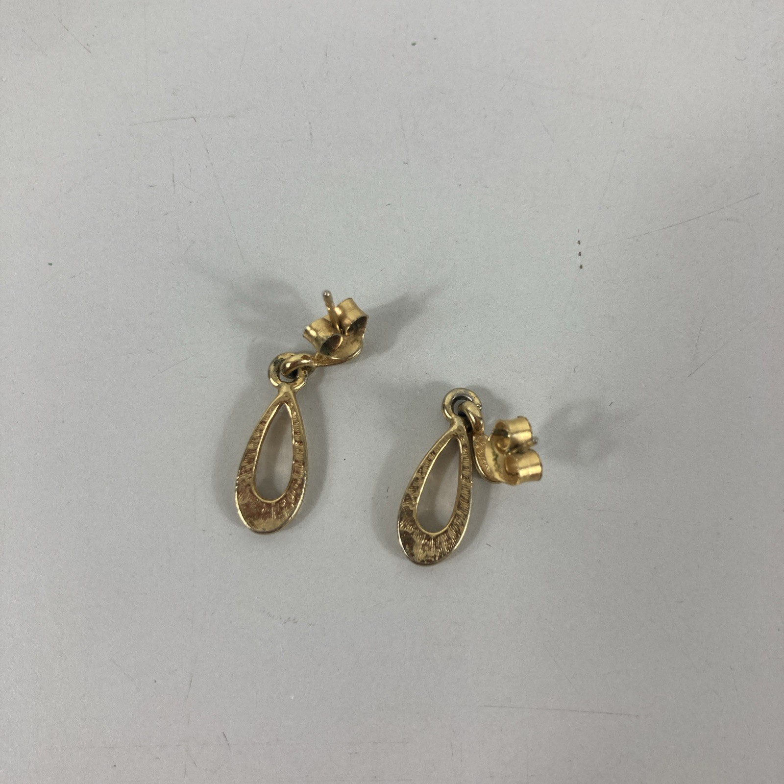 Goldtone Open Teardrop Post Earrings Small 1″ Long Dangle Drop For Pierced Ears