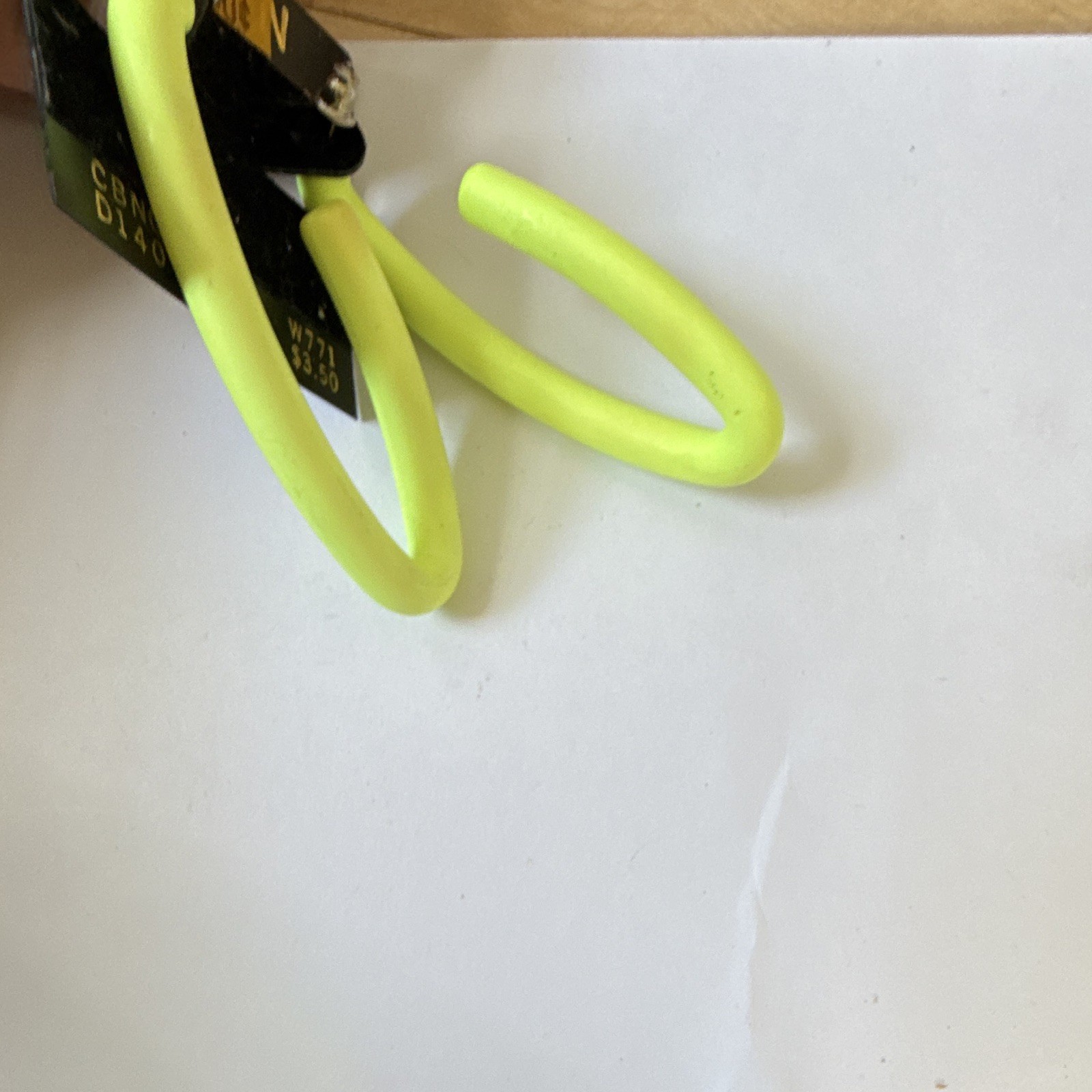 Yellow Oval Hoop Stud Earrings Plastic No Stone 2.5in Made in Taiwan